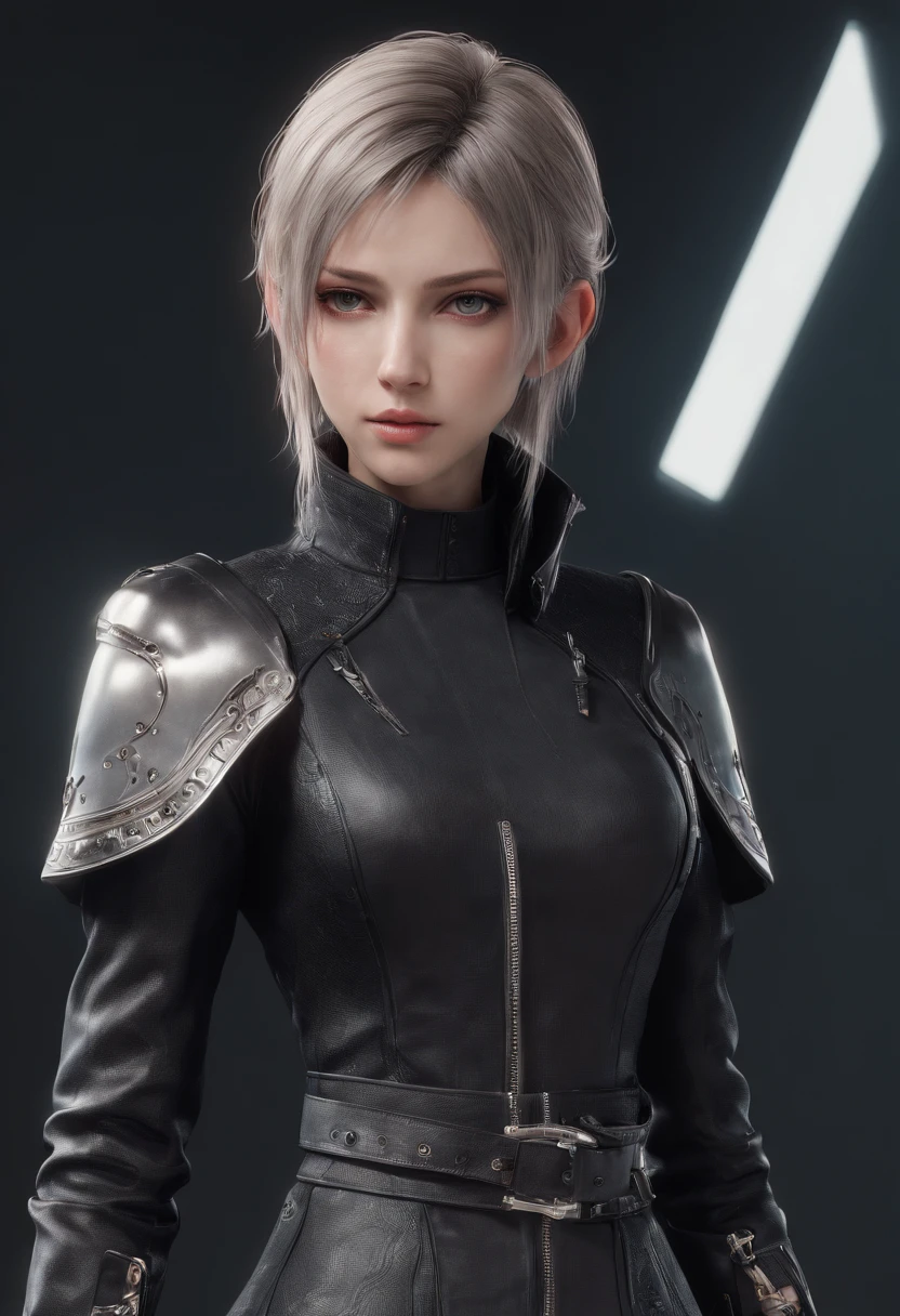 Final Fantasy XV character Ellania, Highest image quality,Outstanding details,超高分辨率,(Fidelity:1.4), Favor the details,Dragon Knight,Cloak, She has a delicate and beautiful face,Raised sexy,cyber punk perssonage,Futuristic,mechanically aesthetic,Virtual Engine 5,Perfect detail rendering,rendering by octane,hyper HD