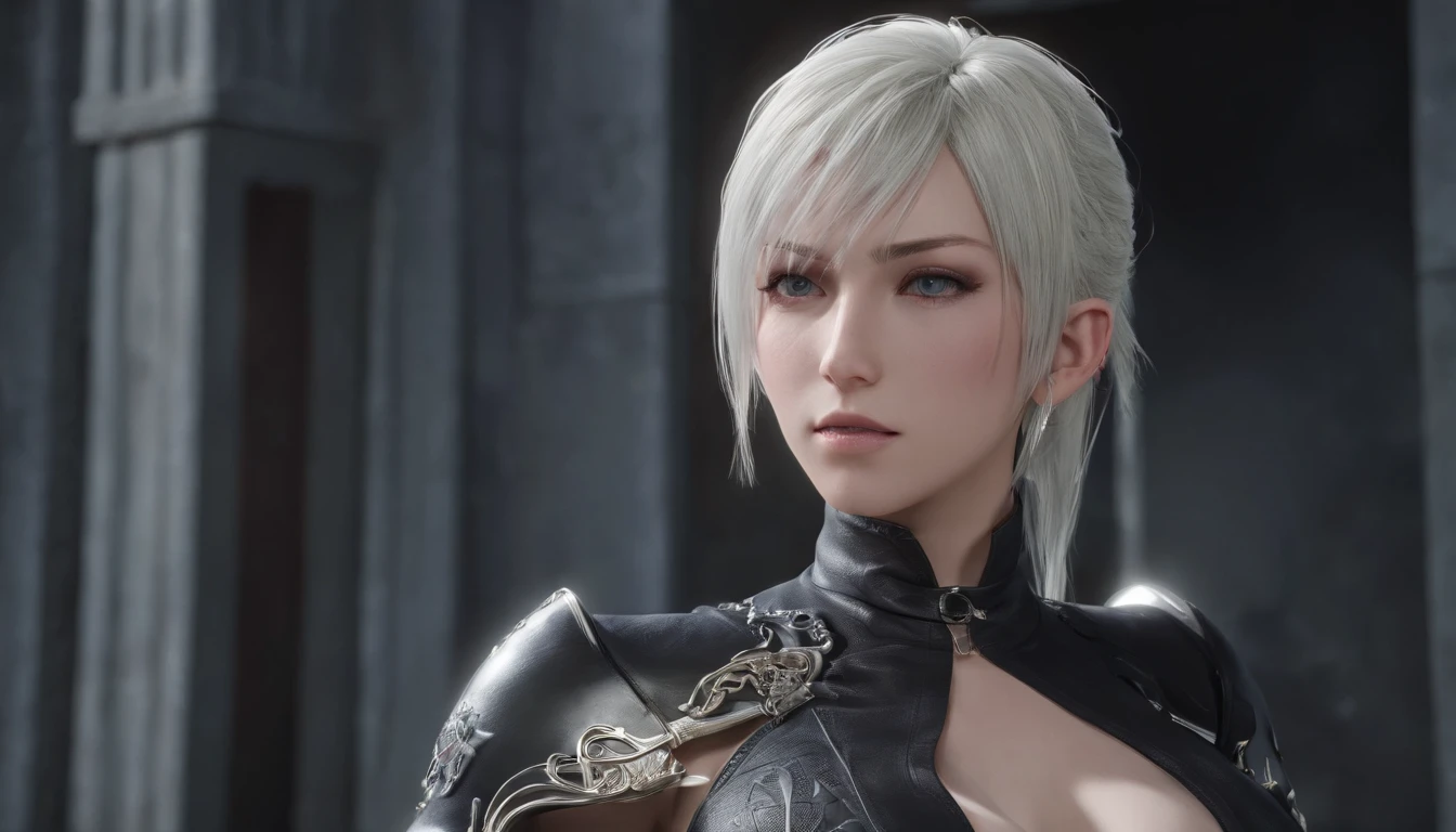 Highest image quality，Outstanding details，超高分辨率，（Fidelity：1.4）, Favor the details，Final Fantasy XV character Ellania, Dragon Knight，Cloak, She has a delicate and beautiful face,Raised sexy，cyber punk perssonage，Futuristic，mechanically aesthetic，Virtual Engine 5，Perfect detail rendering，rendering by octane，hyper HD