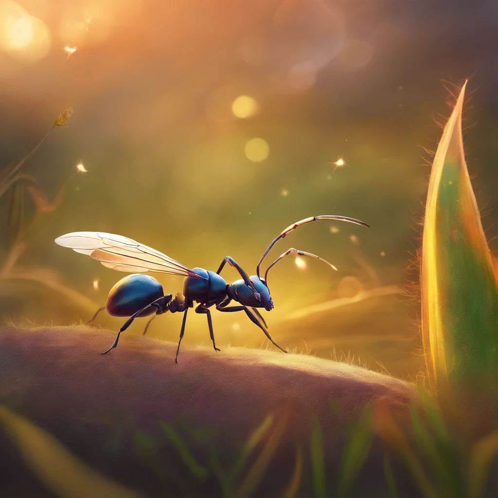 an ant in the field
