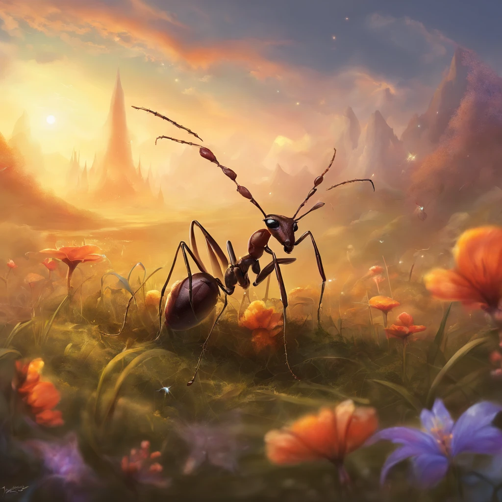 an ant in the field