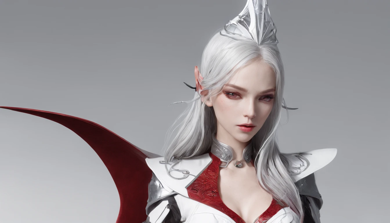 Aranea Highwind,Highest image quality,Outstanding details,超高分辨率,(Fidelity:1.4), Favor the details,closeup cleavage,dawn,Snow,winter,Behind it is the wizard's sword,He has a delicate and beautiful face,((Red and white semi-mechanical body:1.8)),Raised sexy,frontage,cyber punk perssonage,Futuristic,mechanically aesthetic,Virtual Engine 5,Perfect detail rendering,rendering by octane,hyper HD