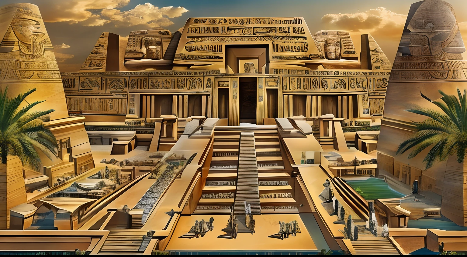 Ancient Egyptian civilization，wide wide shot，epic sense，Sense of grandeur