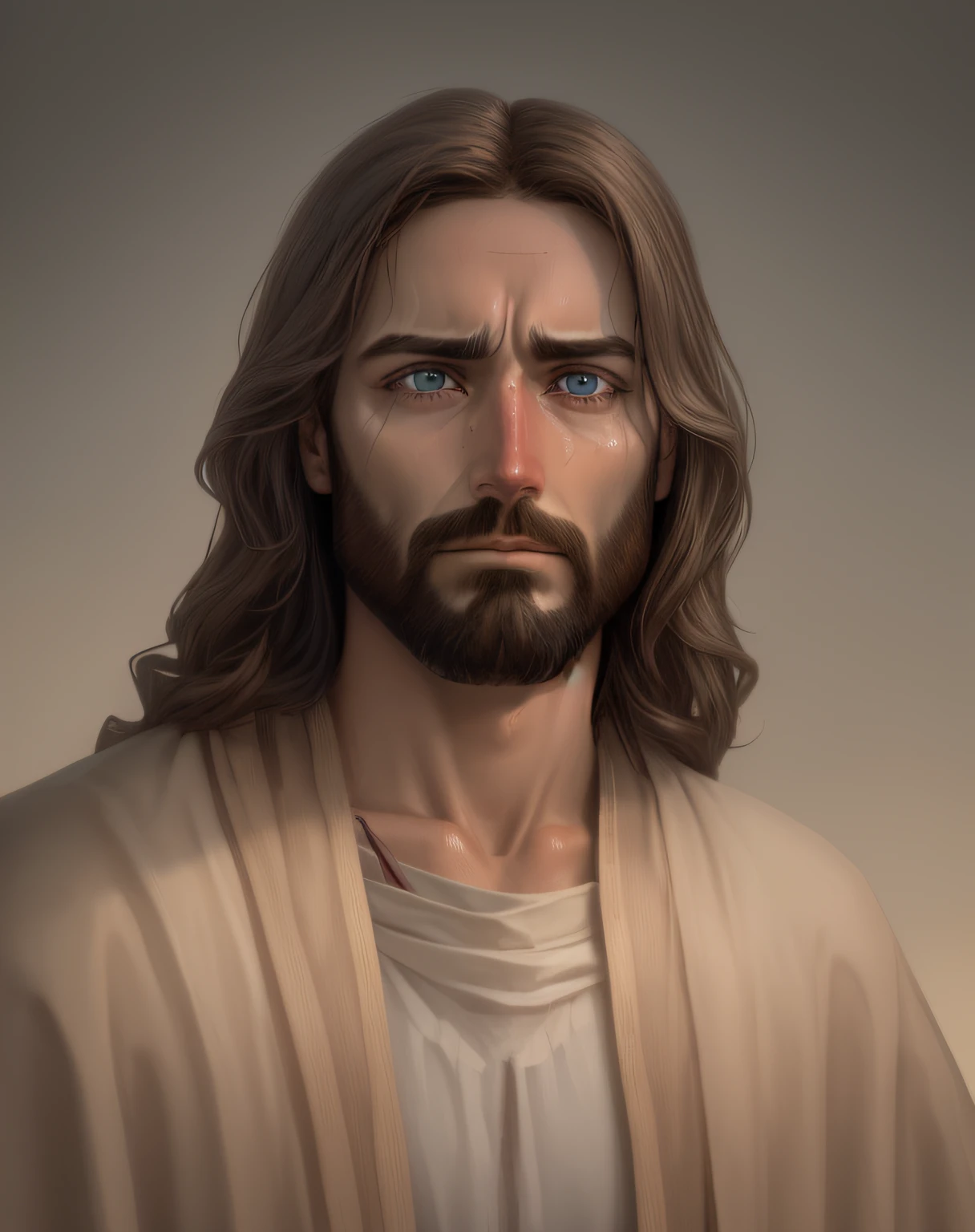 jesus tears , sad , male jesus . very sad , looking at me ,