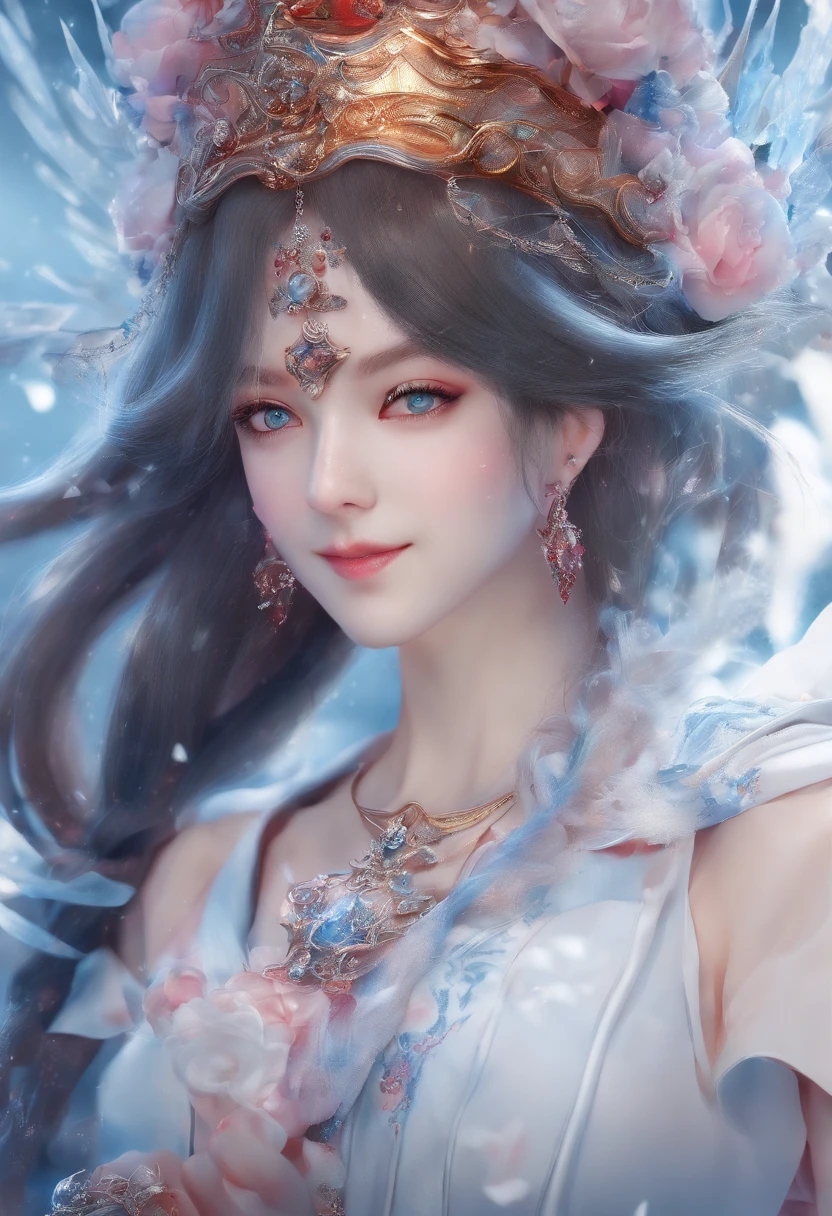 Elania Haywind，Highest image quality，Outstanding details，超高分辨率，（Fidelity：1.4）, Favor the details，closeup cleavage，dawn，Snow，winter，Behind it is the wizard's sword，He has a delicate and beautiful face，（（Red and white semi-mechanical body：1.8）），Raised sexy，frontage，cyber punk perssonage，Futuristic，mechanically aesthetic，Virtual Engine 5，Perfect detail rendering，rendering by octane，hyper HD