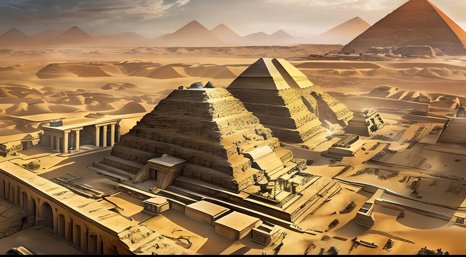 Ancient Egyptian civilization，wide wide shot，epic sense，Sense of grandeur