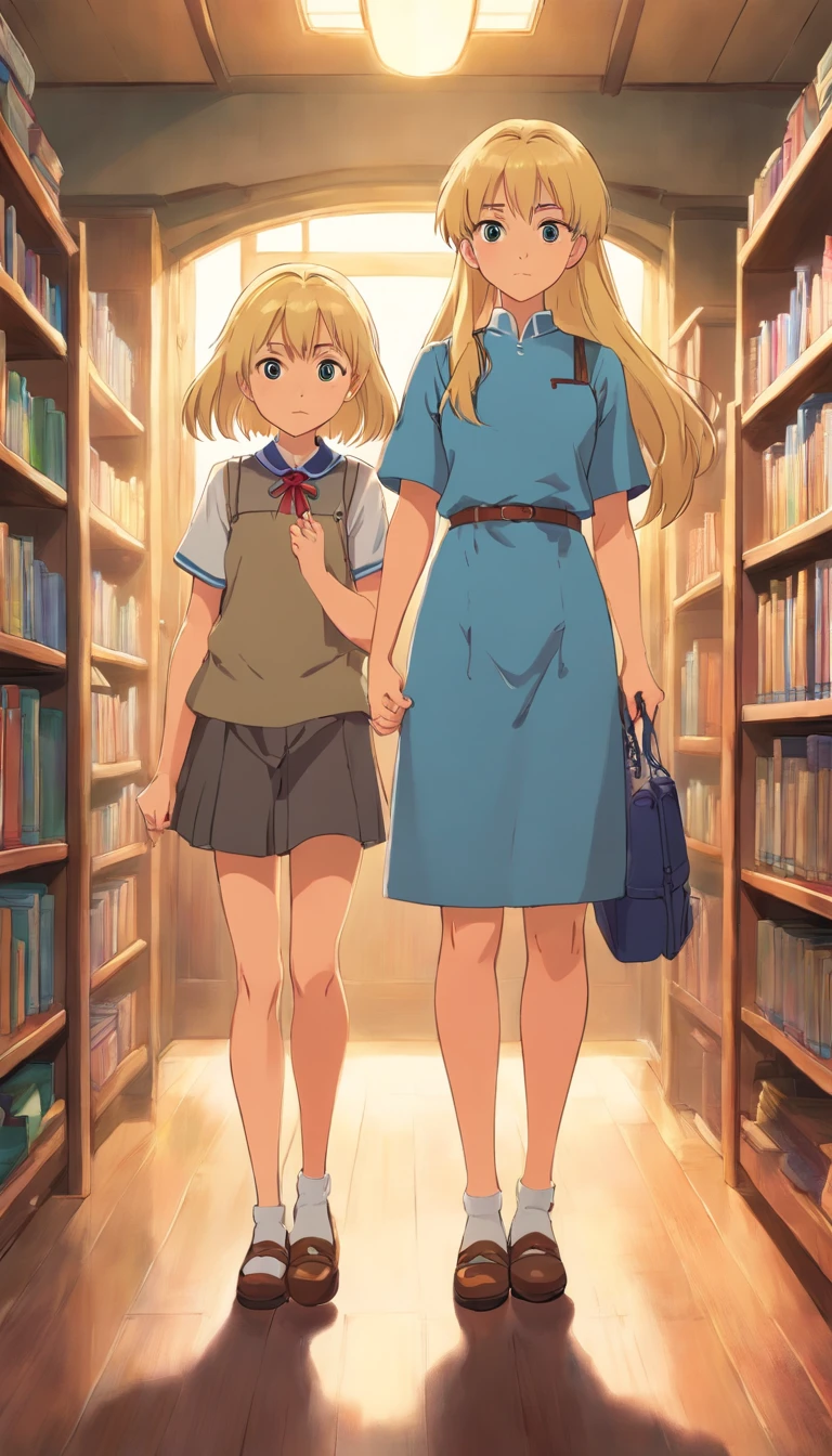 Looks of a mean girl in a school with blonde hair and her mother