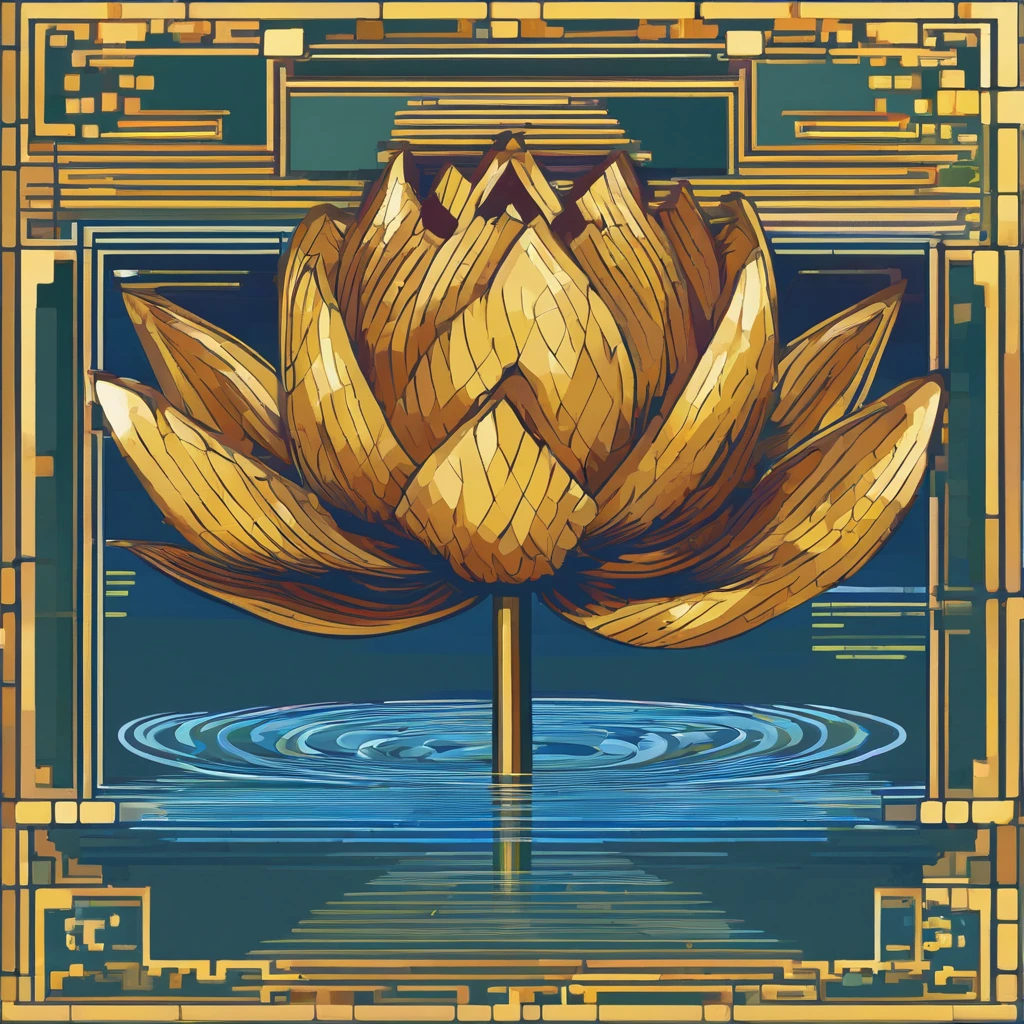 Lotus leaf, lotuses, Eau, courtyard, rays of sunshine, partially underwater shot, symmetry, polar opposites, close-up, Romanticism, Op art, Contemporary art, Luminism, cinematic lighting, sparkle, god rays, ray tracing, UHD, retina, masterpiece, ccurate, super detail, anatomically correct, high details, high quality, award winning, best quality, highres, 16k