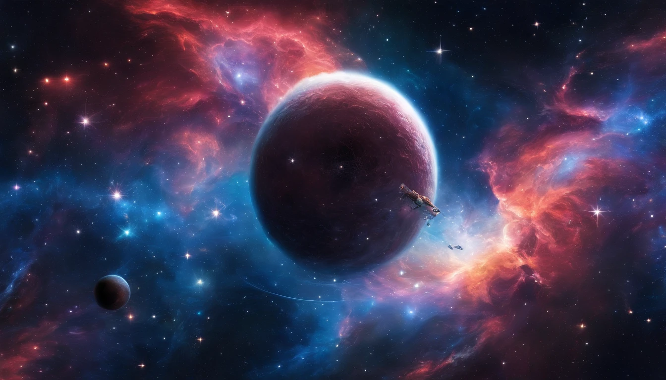 Masterpiece, Stunning, Best quality, a captivating space-themed artwork featuring the ethereal beauty of swirling nebulas and twinkling stars with an astronaut in it dark, blue themed