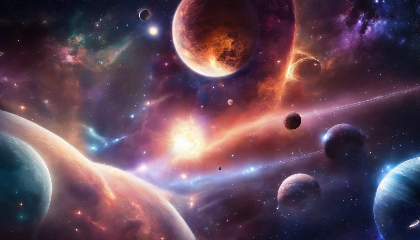 obra maestra, luna y tierra, sistema solar, espacio profundo y las estrellas centelleantes