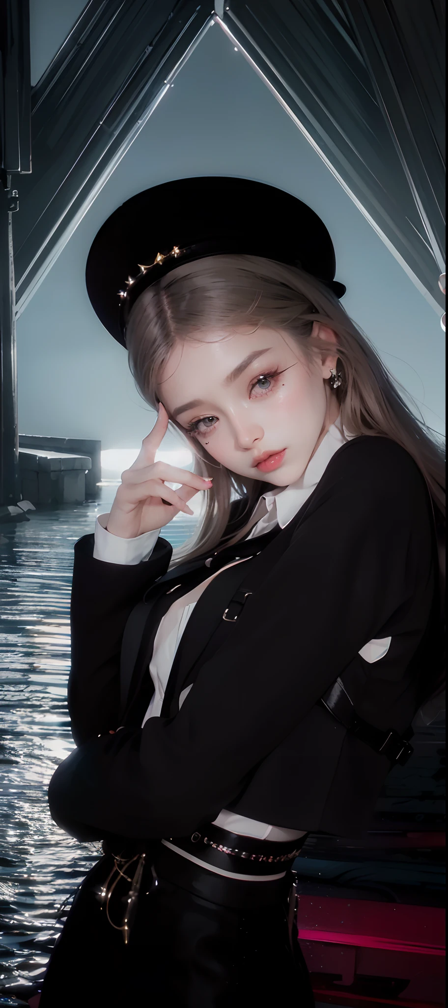 (8k, RAW photo, photorealistic:1.25) ,( lipgloss, eyelashes, gloss-face, glossy skin, best quality, ultra highres, depth of field, chromatic aberration, caustics, Broad lighting, natural shading,) looking at viewer with a serene and goddess-like happiness, detailed clothes, realistic, ultra detailed