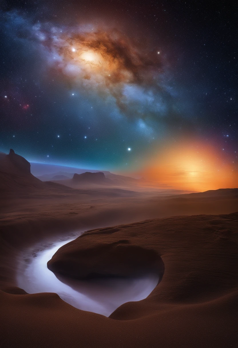 (best quality:1.2,ultra-detailed,realistic:1.37),cosmic,wondrous,unusual,newly discovered,unexplored universe,star-filled,glimmering galaxies,celestial bodies,nebulae bursting with vibrant colors,interstellar phenomena,unprecedented sights,mesmerizing deep space vistas,spectacular celestial formations,luminous cosmic dust,hypnotizing cosmic rays,majestic planetary systems,intergalactic adventures,infinite vastness,otherworldly beauty,unknown extraterrestrial realms,intricate cosmic geometry,dynamic cosmic energy,awe-inspiring celestial landscapes,mysterious cosmic organisms,far-reaching cosmic connections,transcendent cosmic harmony,ethereal celestial music,transcendental cosmic dance,holographic cosmic projections,interdimensional portals,interstellar teleportation,cosmic enlightenment and transcendence,boundary-breaking cosmic exploration,mind-bending cosmic theories,cutting-edge cosmic technology,cosmic phenomena beyond human comprehension,radiant celestial illumination,vibrant cosmic color palette,sublime cosmic illumination,dramatic cosmic lighting,cosmic spectacle beyond imagination,galactic masterpiece