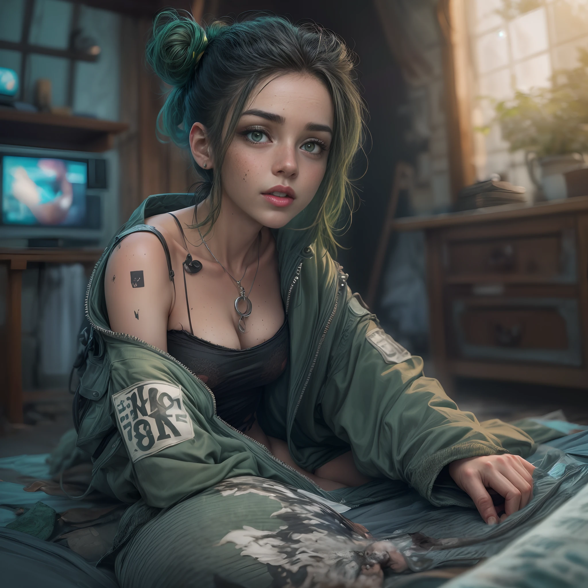 In glassware,A green-eyed girl was lying on the glass, curiously looking at the apocalyptic search and rescue personnel who broke in,Her long brown hair was floating in the nutrient solution,Almost all over the body,She is so pure,Incompatible with the dilapidated laboratory after the war