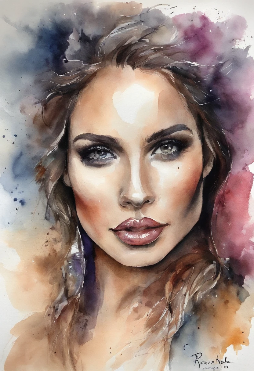 rascunho a grafite de lindo rosto feminino, olhos grande e cativantes, rosto refinado。maquiagem bonita,nu。((disco Rigido)),,Nu de peito,Levantou,,((bare breasts)),(fim)