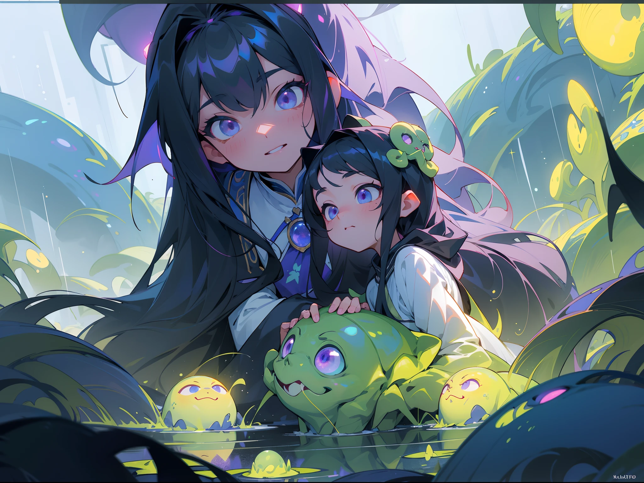 tmasterpiece,Best quality at best),highly details, Ultra-detailed 8K, 超高分辨率,kosmos,starlights,Huge algae,Cthulhu,tentaculata,starrysky,black hole,Bask in starlight,perfect compositions,Black and blue-violet