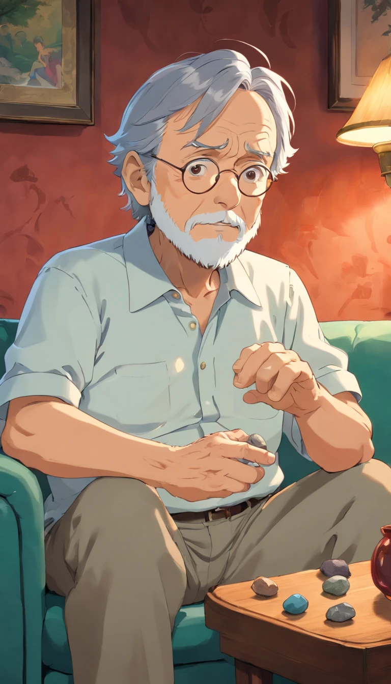 Anime character sitting on a couch with a cup of coffee - SeaArt AI