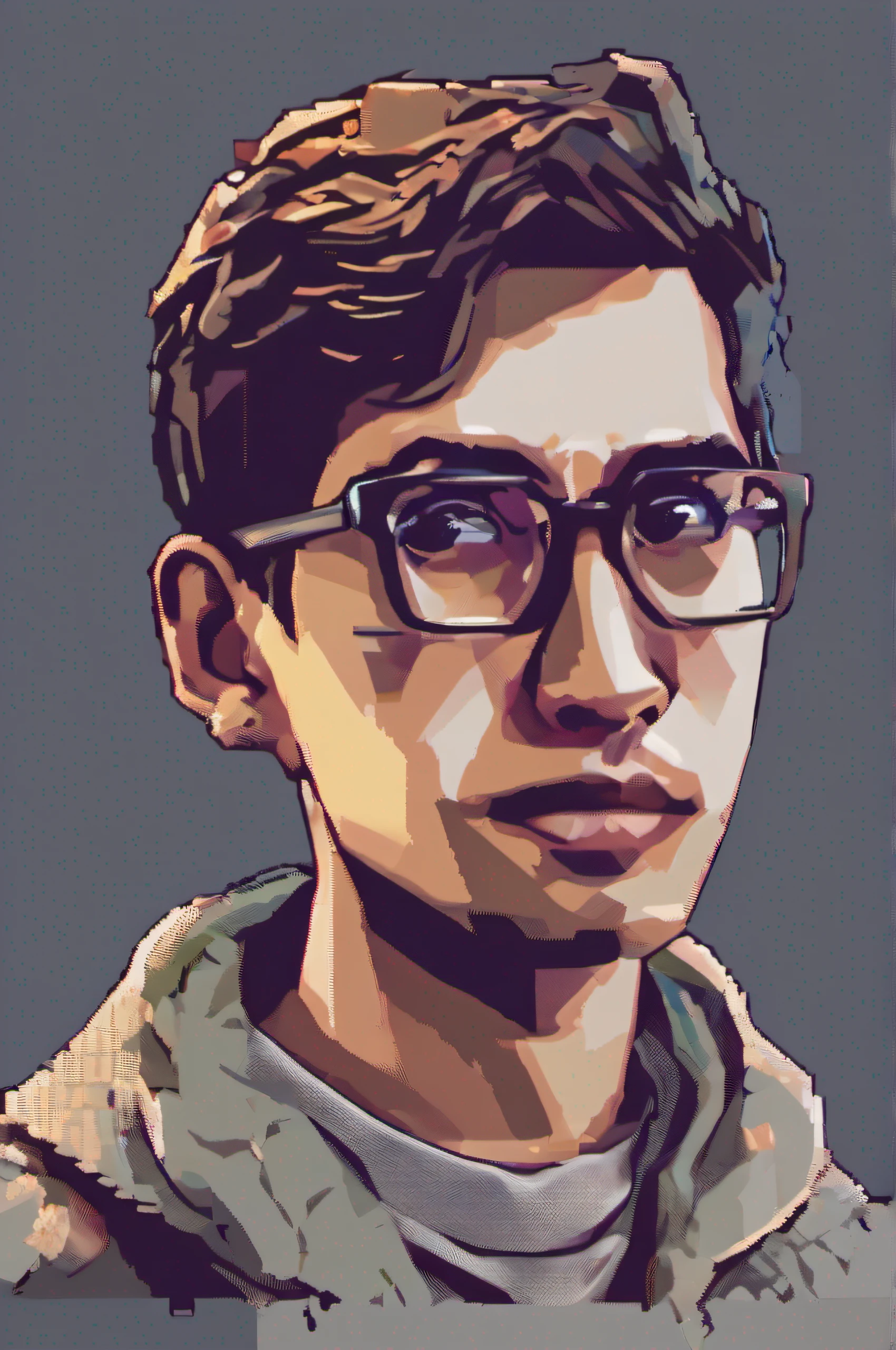 Boy With Glasess, Age of 30, Kinda Nerds, Potrait image, for logo, 2dimensi