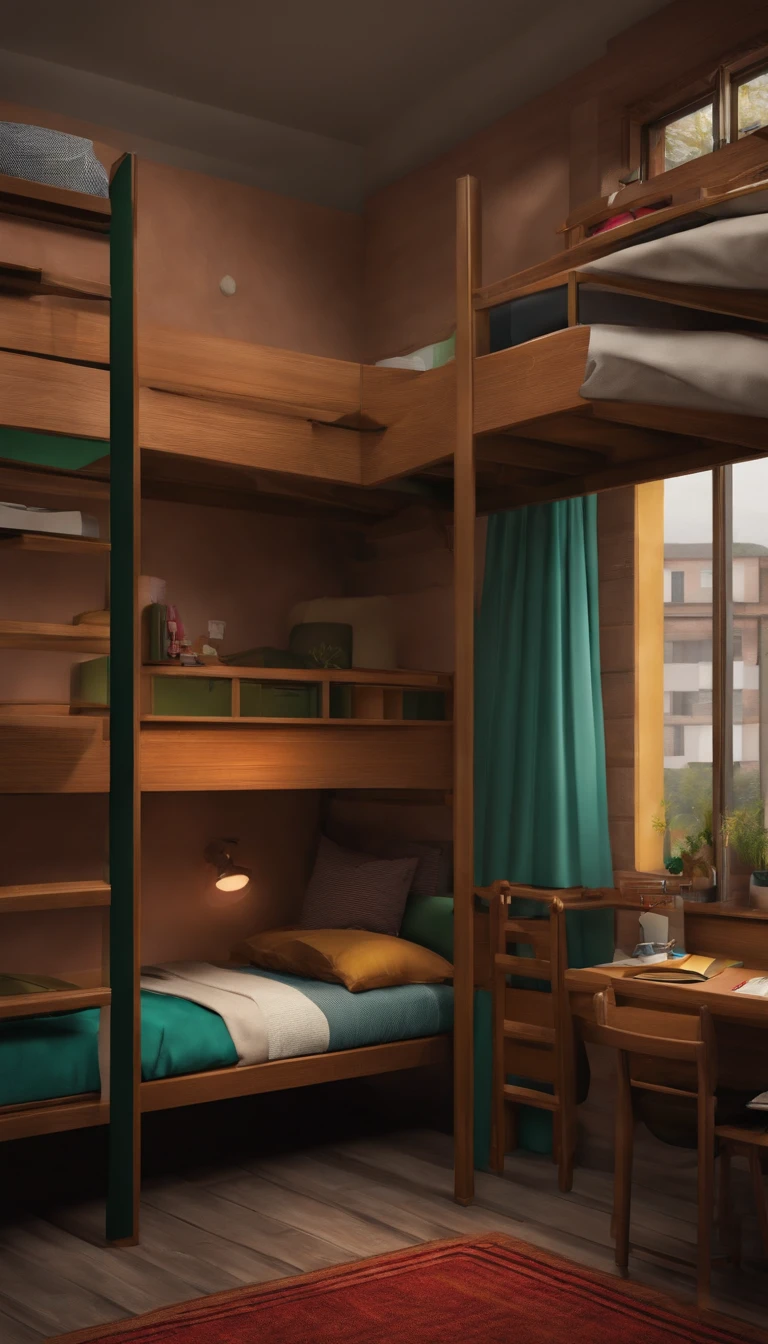 overcast day,Windy,School dormitories,Room for eight,Clothes hung on the balcony,Play games in the dormitory