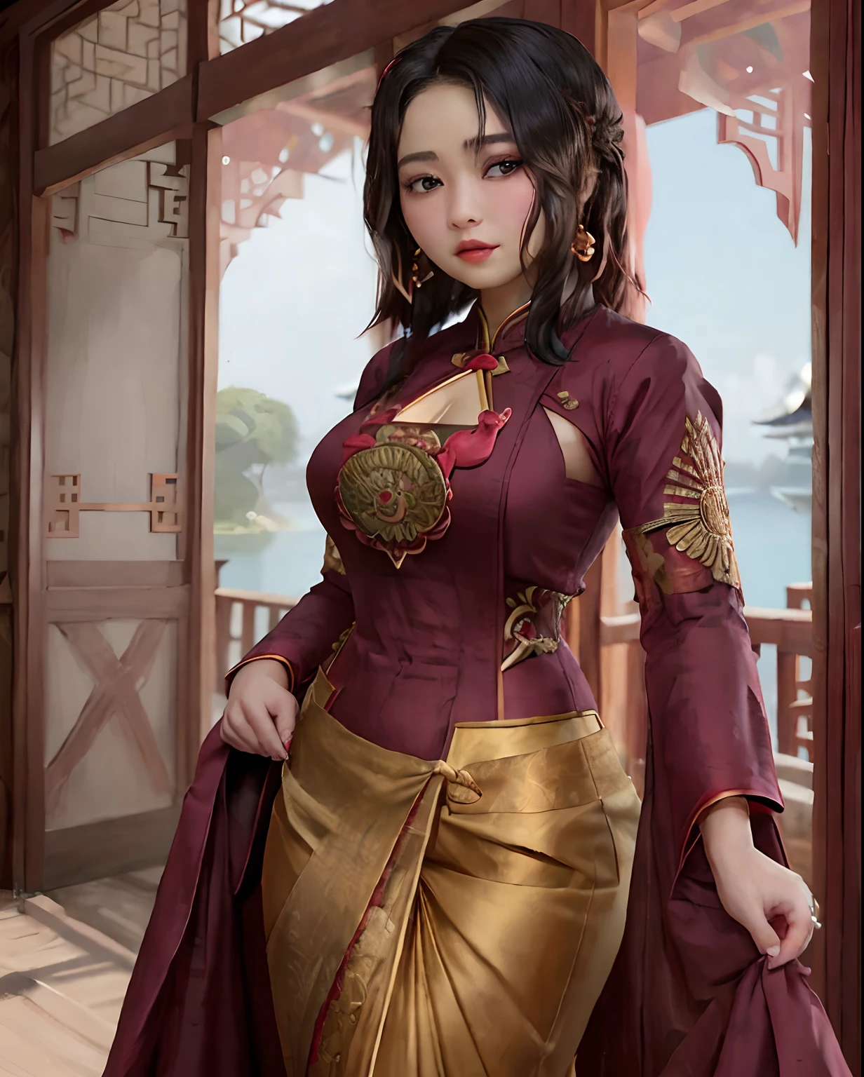 at night,whole body,KOF:mai shiranui ,(((Transparent ancient Chinese palace embroidered clothing;Golden lace))), jewelry ,Graceful sitting,masterpiece,Highest quality,Official Art,Very detailed, 3d, Cinema 4D,8k,Realistic:1.4, ( ##Color Tattoo ##,Color Tattoo, ~+Color Tattoo:1.6),(Perfect female curves, Huge breast),(A seductive gaze), To the camera, Pink Lips,Delicate fingers and hands,Magic Hour, Rembrandt Lighting, Front and fill lights, Hard Shadows,Camel Toe、Giant tit、Nipple Puffs、Cleavage、Plump、Super big breasts、Super big butt、Bubble butt、((Mai Shiranui、Succubus))