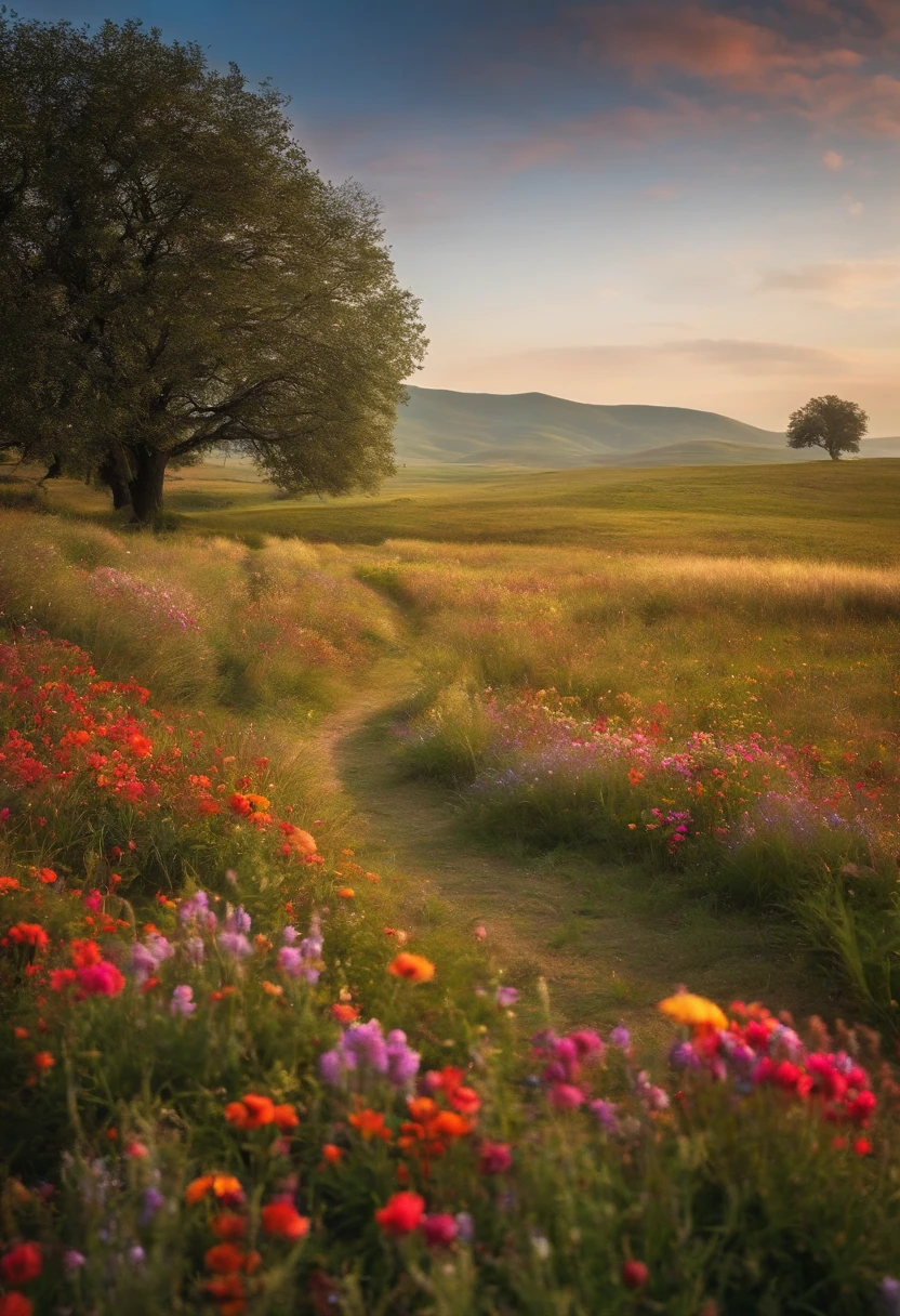 Somewhere in the middle of nowhere, , A vast endless grassland, Decorated with beautiful colorful flowers