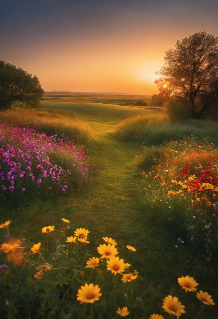Somewhere in the middle of nowhere, , A vast endless grassland, Decorated with beautiful colorful flowers