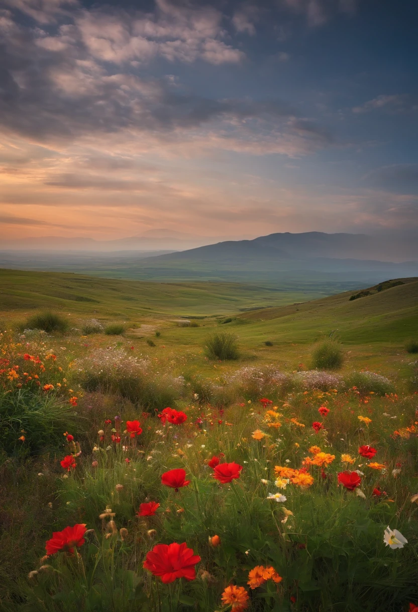 Somewhere in the middle of nowhere, , A vast endless grassland, Decorated with beautiful colorful flowers