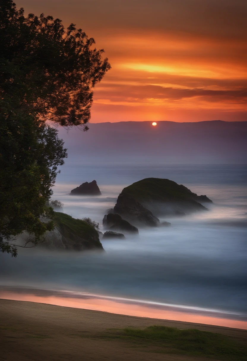 nascer do sol, horizonte, nascer do sol, alta qualidade