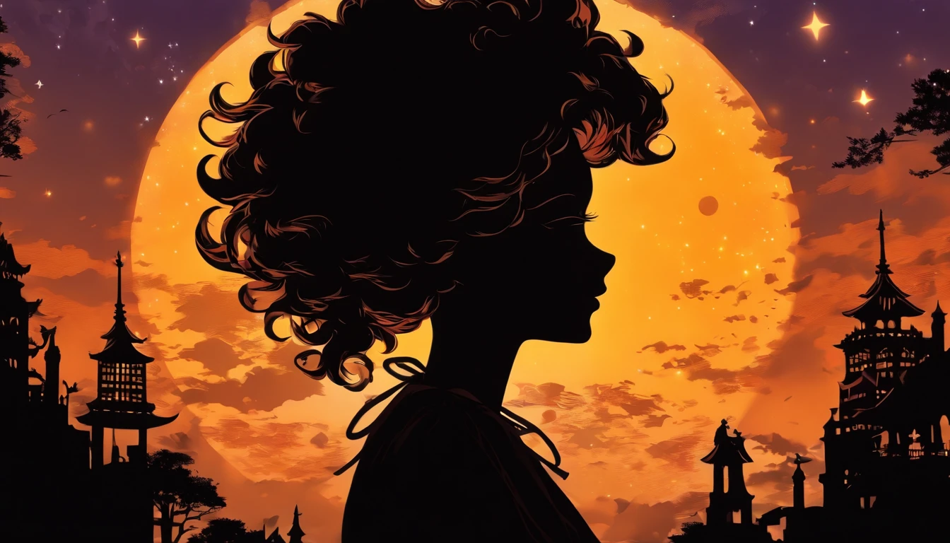 (Silhouette Art,cutouts:1.6)
(((Paper cutting art,A world where only black exists:1.3)

(Cowboy Shot),1 girl,Solo,
(Girl in dress,profile:1.2),white, Clear and beautiful face,Countless meteors、The Moon Behind、

Romper
(Dark Moon)
Textured glass background,Tarot card atmosphere、Atmosphere of the Galaxy Express