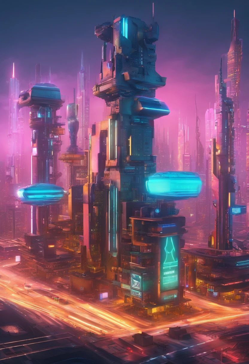 ciudad cyber punk futurista sin personas, octane render 4k,aesthetic cyberpunk