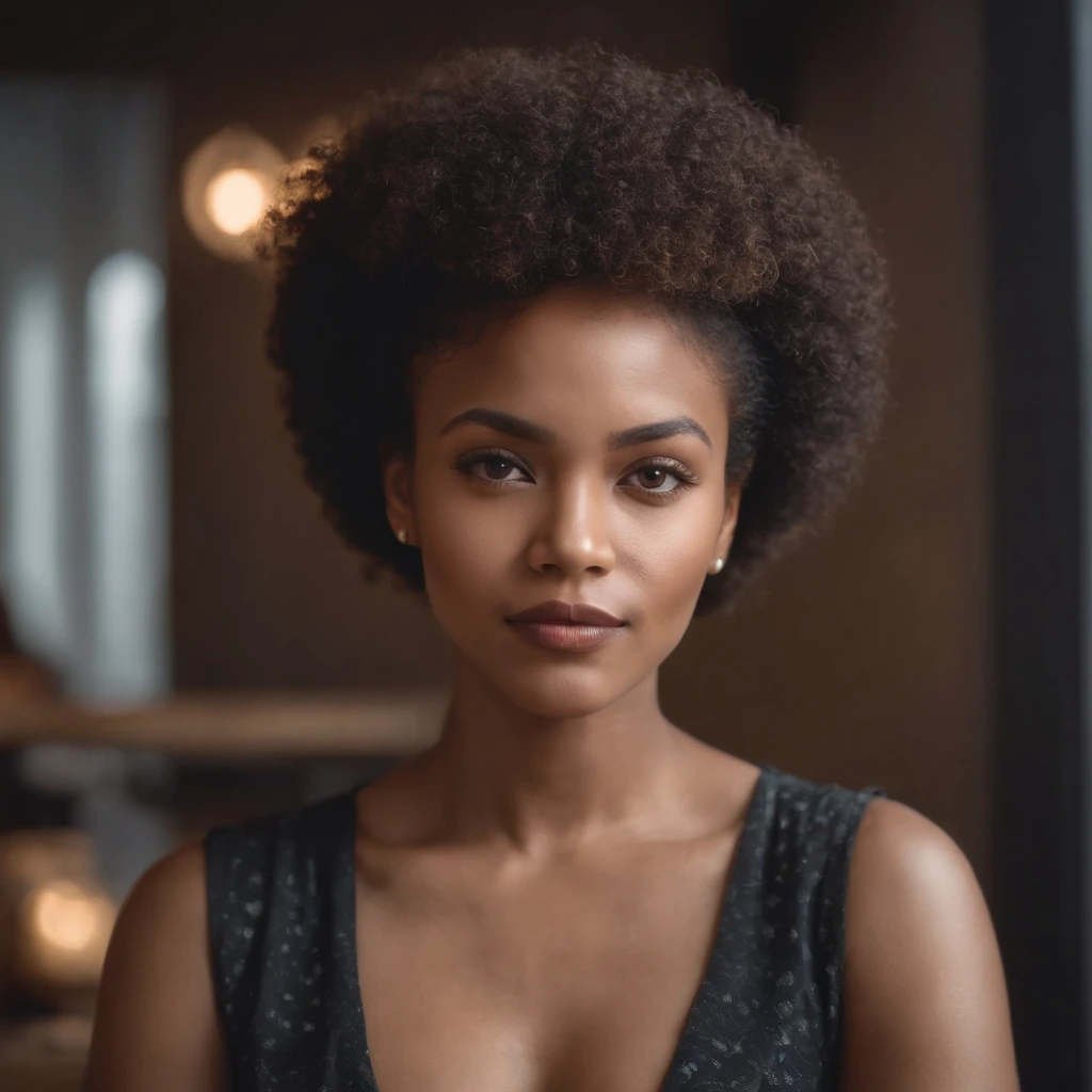 Psychologist black woman, wise and intelligent, looking at camera