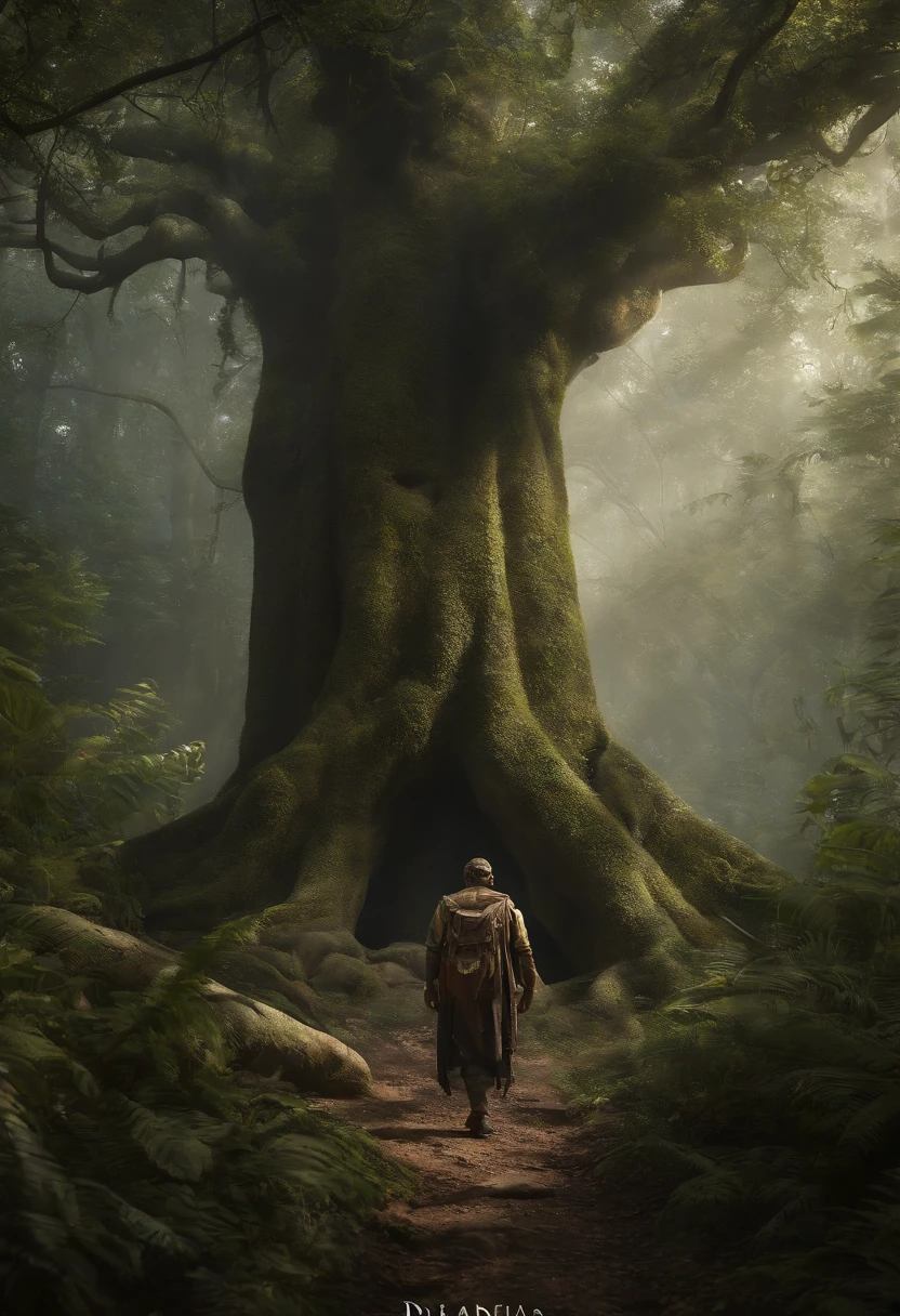 criar imagem para capa de um livro. The title of the book is: O ENIGMA DO BOSQUE PERDIDO. nesse livro falo sobre uma jovem sacerdotisa que viveu na Africa em 953 a.C. que junto com seus dois amigos, o Principe Roderic e o Extra-terrestre Zephyr embarcaram numa grande aventura dentro do Bosque Perdido para encontrar o Livro da Sabedoria, o qual promete devolver a gloria passada para aquele reinado . Processador de Imagem :DIG!C X, Number of Focus Points :1053 AF positions available, 8k uhd, 40.1MP, Canon EOS R5, 100 milimetros