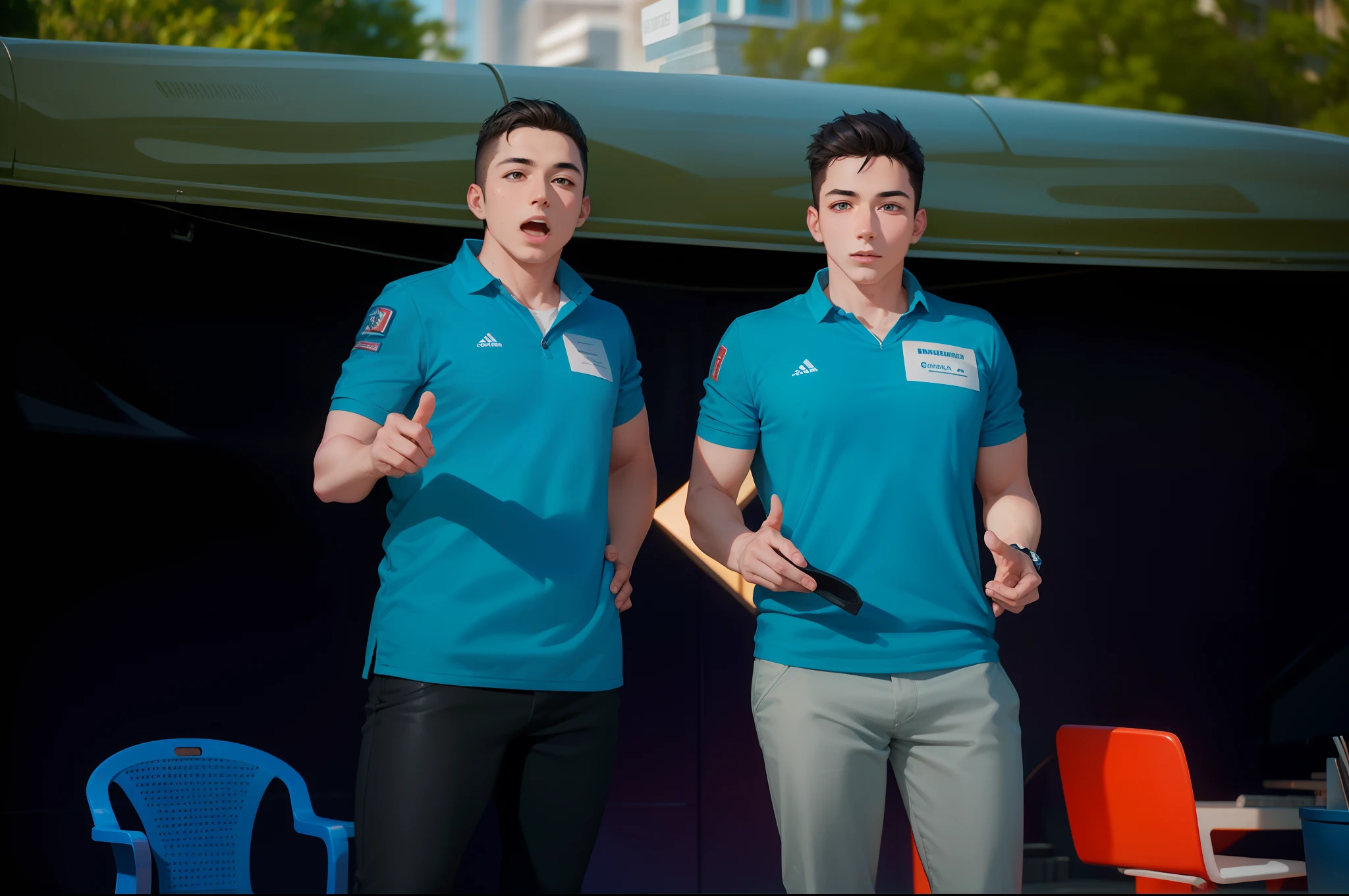 Attractive profile picture, 2 guys, masterpiece, ultra-precise rendering, beautiful and cool young man, trustworthy, dependable young man, savior of the world, simple design, most beautiful image, 4K.