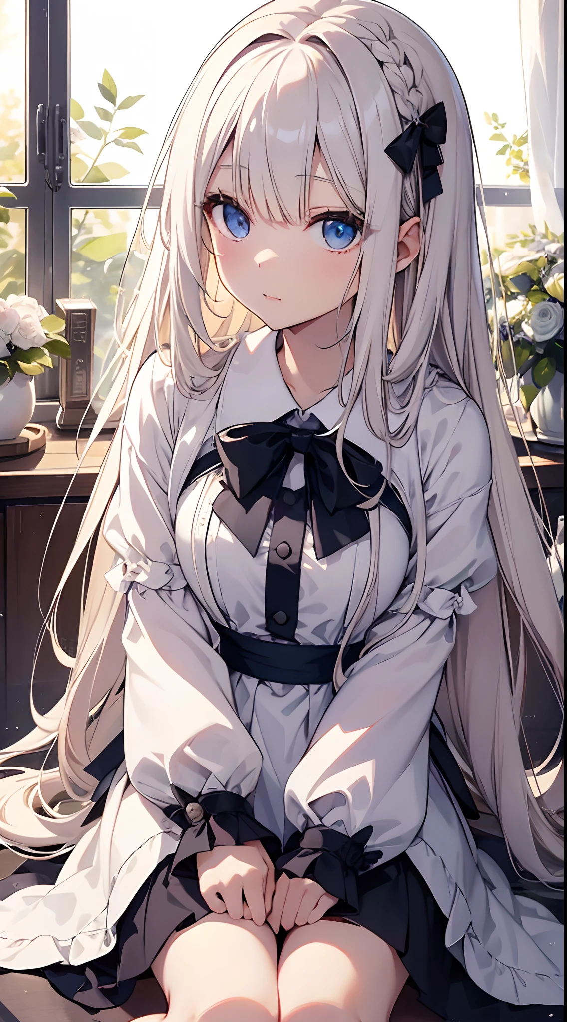 bright expression、photorealisim、top-quality、超A high resolution、a picture、Photo of an exquisitely beautiful Nordic-born girl、Extraordinary beautiful girl、Detailed cute and beautiful face、(pureerosface_v1:0.008)、Beautiful bangs、alice in the wonderland、、Glowing white shiny skin、facial hairs、Bangs that extend to the face、Bangs between the eyes、Super long hair、Attractive bright natural platinum blonde super long straight silky hair、finer hair、High-definition eyes、Beautiful, Bright and clear, Big light blue eyes shine charmingly、Have a condom、Sitting in bed、eye liner、Double eyelids、Bad bust、going to bed、laying on back、sprawl、lie on one's side、at your feet、Futomo
