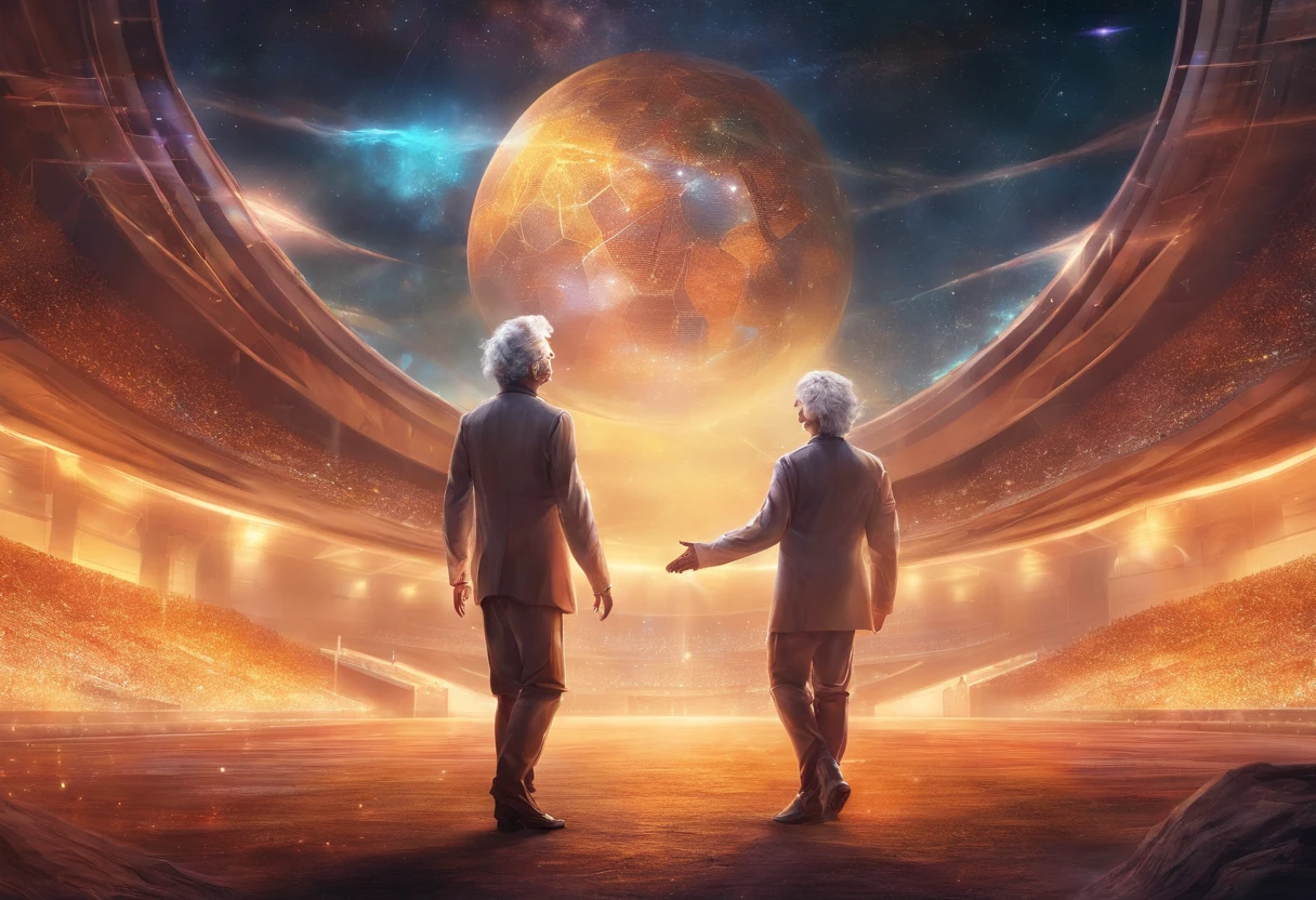 ((Full Body)), ((Masterpiece)), ((Albert Einstein)), ((soccer player outfit)), ((inside the stadium)), full length photo, looking forward, hands pointing forward, picture type cinematic, full HD size