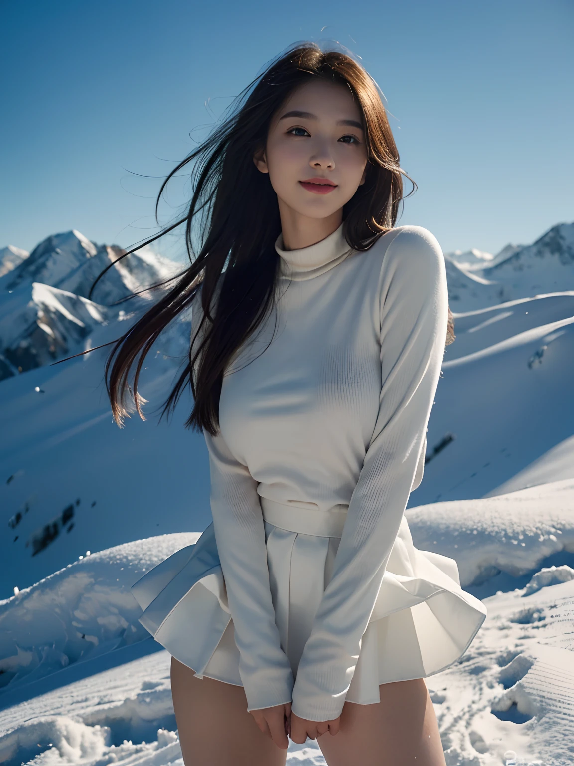 best qualtiy,tmasterpiece,超高分辨率,(真实感:1.4),RAW photogr,1girll,long whitr hair,Face Highlighting,Pure,Girly,Flushing,18yr old,18-year-old smiling female classmate,Pure,Innocent,(best qualtiy,8K,tmasterpiece:1.3),Goose egg face,largeeyes,long eyelasher,Exquisite(live-action realistic style),Star-like eyes,Ultimate face,Photorealistic light and shadow,Clear facial features,Milky white skin,Fair skin, highdetailskin, Realistic skin details, Visible Pore,(Super detail),(perfect bodies:1.1),long whitr hair,(dynamicposes),((Dynamic background((volumettic light:1.3)),huge tit,red long skirt,alps,snow mountains,skiing,liberta,Dashing,long leges,Shunguang