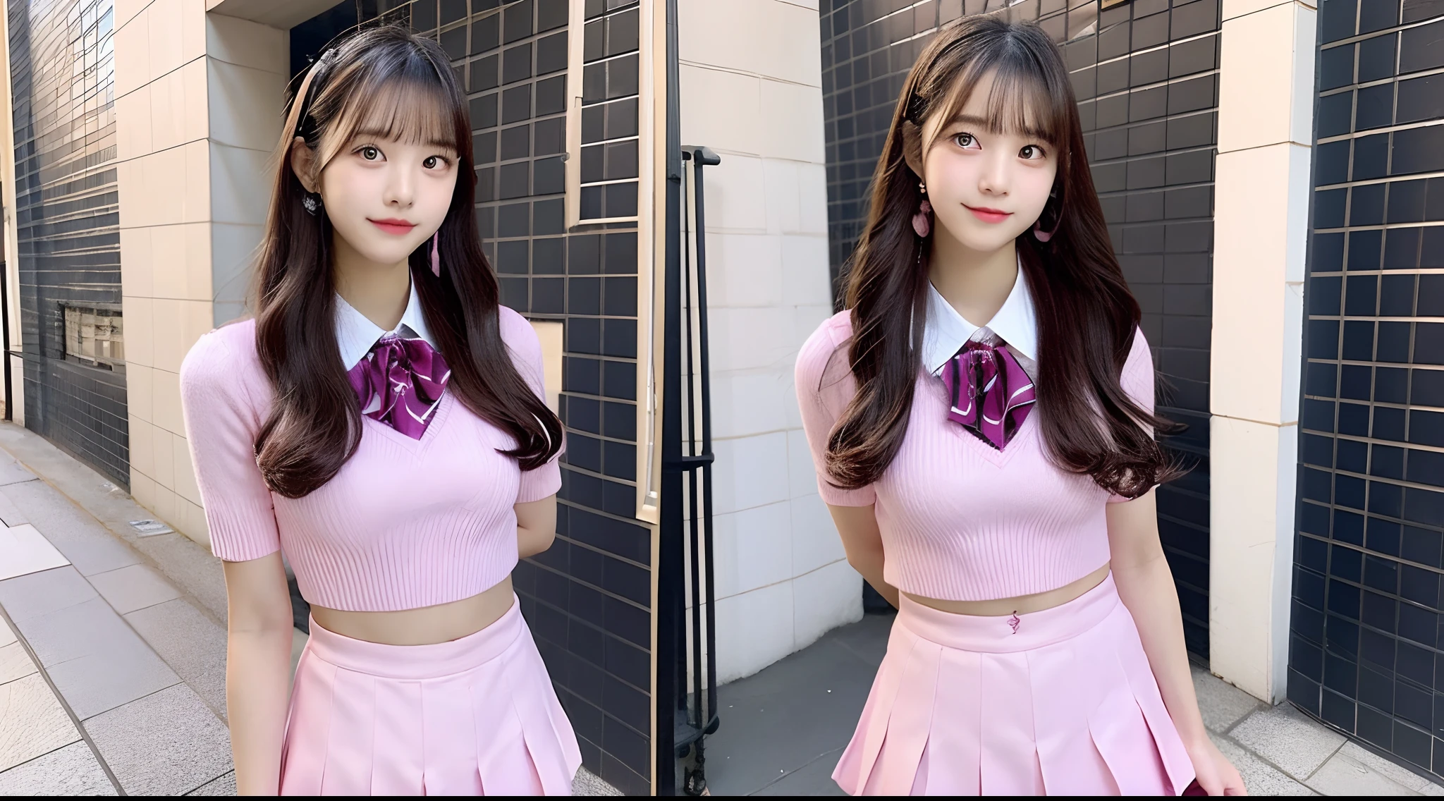 18-year-old high school girl in a pink miniskirt