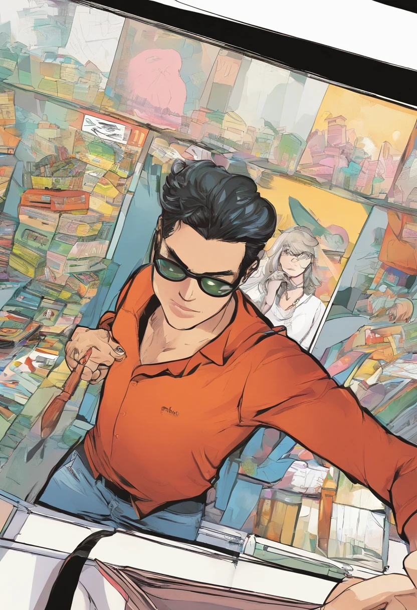 Hombre de lentes, masculino, cabello corto, cabello corto negro, llegando a colombia, autor: Ciego 99, by Bebebebebe, by chunie, author:mystikfox61, author:zackarry911, author:Tsuneki Fuji, author:Schmuzo