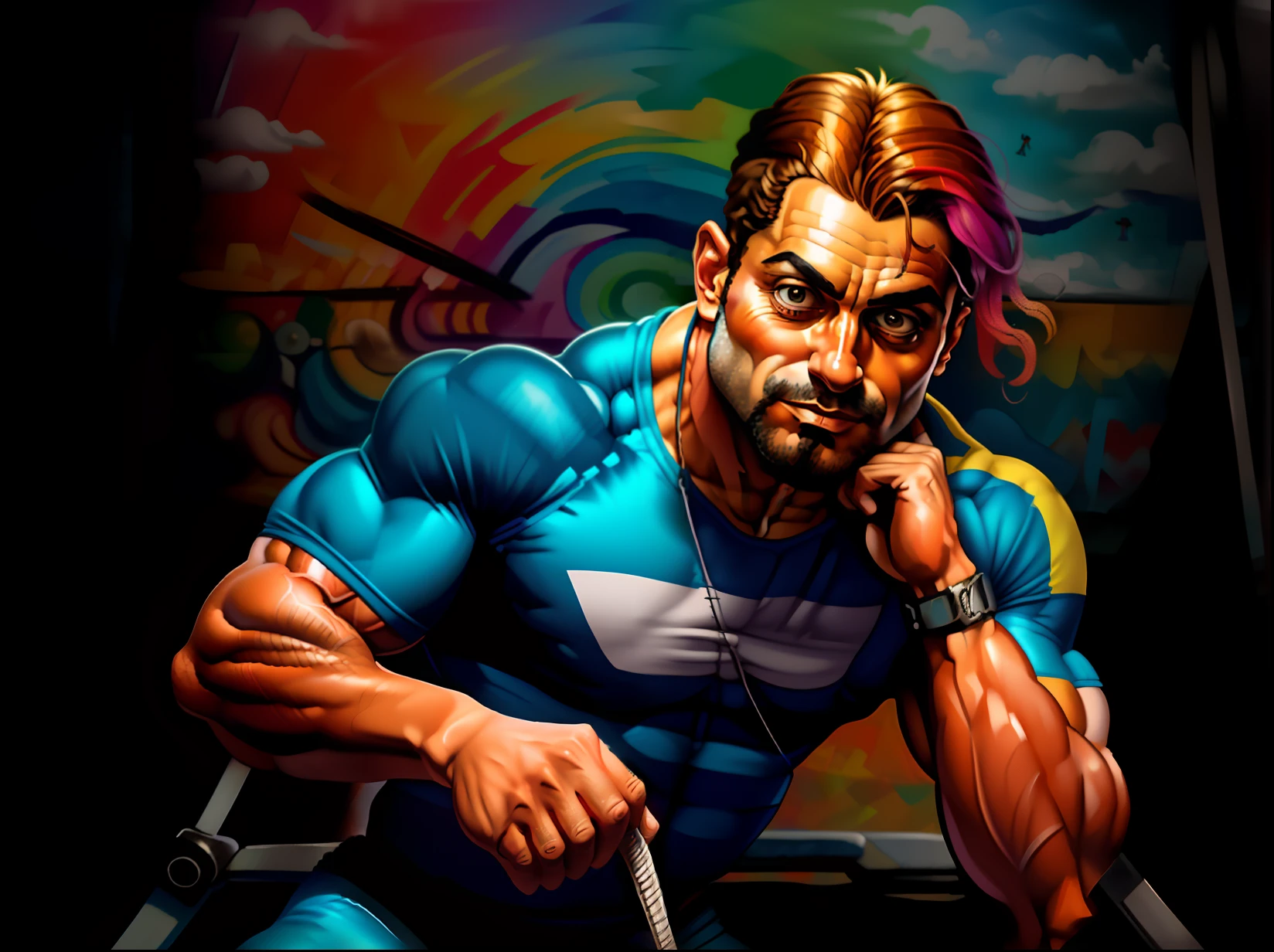 a man doing a handrest pose with other men in the background, EDUARDO KOBRA ,ROMERO BRITO,background a gym, Directed by: Jenő Gyárfás, IFBB Corpo Fitness, local gym, corpo do fisiculturista, em uma academia, dingy gym, sem antecedentes, Logos, por Exekias, by Germán Londoño, imagem de fundo, ambiente esportivo, fisiculturista