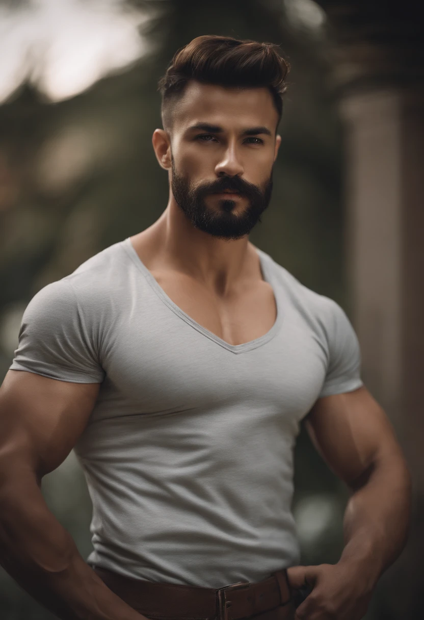 photo of muscular topless male, bearded (man) in a ((shirtless, skin-revealing skimpy erotic wetsuit)), big pecs, big arms, bulge, ((light bokeh)), intricate, (steel metal [rust]), elegant, erotic, exuding sexual energy, homoerotic, sharp focus, photo by greg rutkowski, soft lighting, vibrant colors, (masterpiece), ((island beach)), (detailed face)