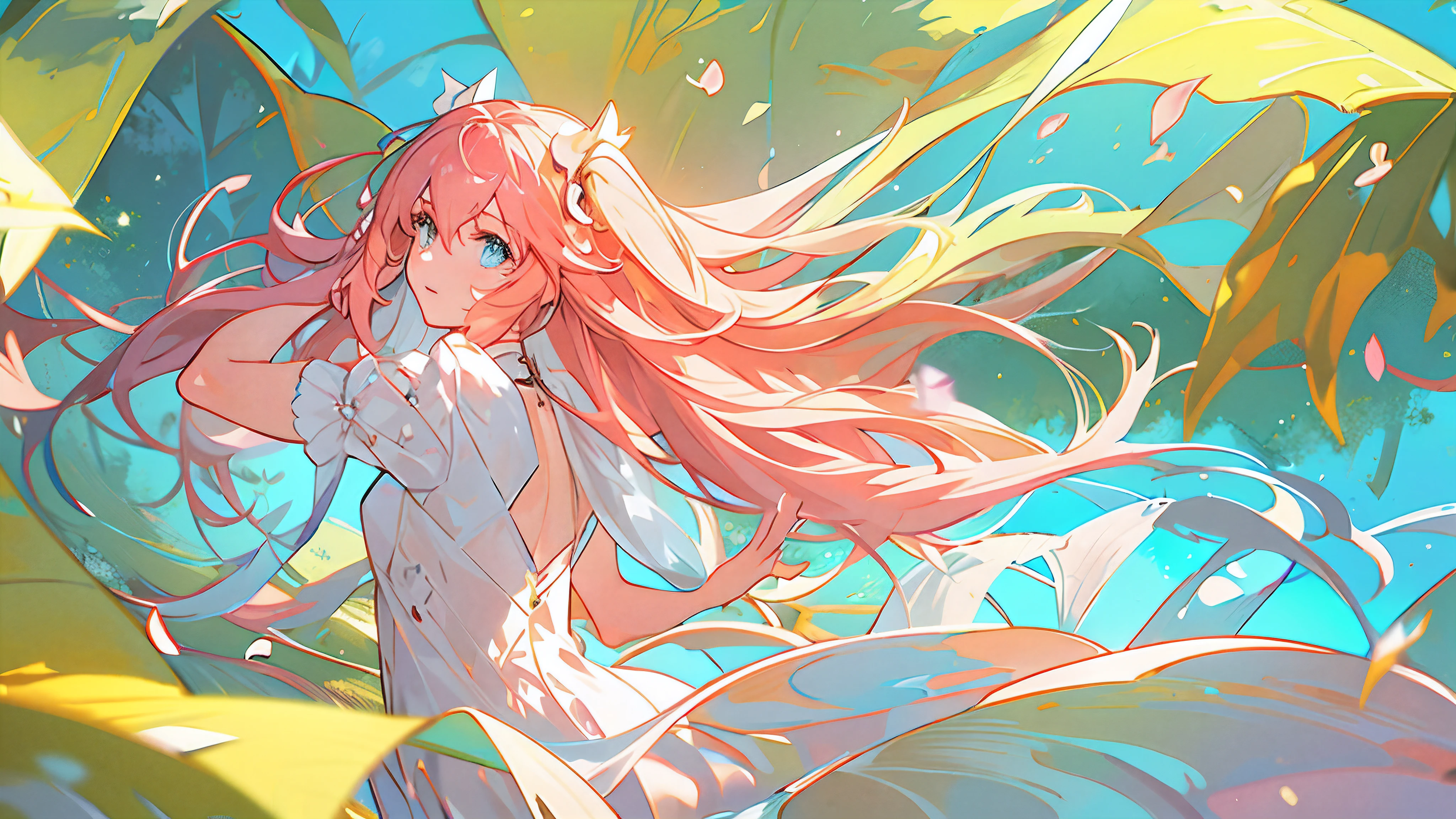 1girl in,Alone,Single,Solo,only one,One character,(((Personage as the main perspective))),(((characters in the middle))),((masutepiece)),((Best Quality)),(Ultra-detailed),(Illustration),Clear margins,Alphonse Mucha,the Extremely Detailed CG Unity 8K Wallpapers,((extremely delicate and beautiful)),(Dynamic Angle),Enchanted forest at night illuminated by glowing mushrooms,((Tindall Effect)),(Fluorescent mushroom forest background),1girl in,(arms behind back),(Beautiful detailed eyes),Cute pink eyes,Golden pupil,Detailed face,Upper body,White Dress,messy floating pink hair,disheveled hair,Focus,(beautiful water),River,Flying butterfly,Sunlight,shine,Chiaroscuro,Ray-Ban_tracing,(Painting),[[[[[[8k artistic photography]]]]]],