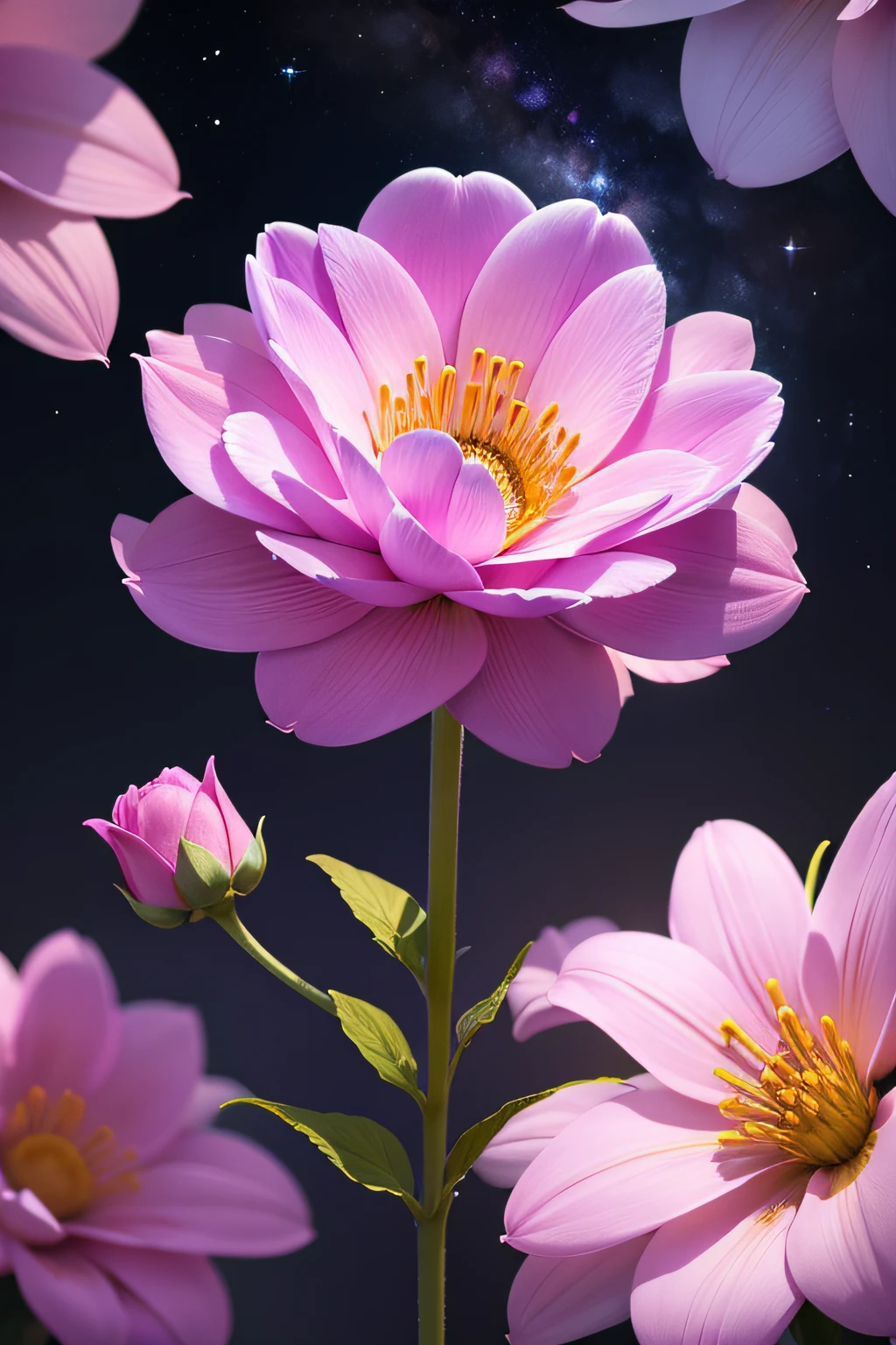 flower in space with artifical colour