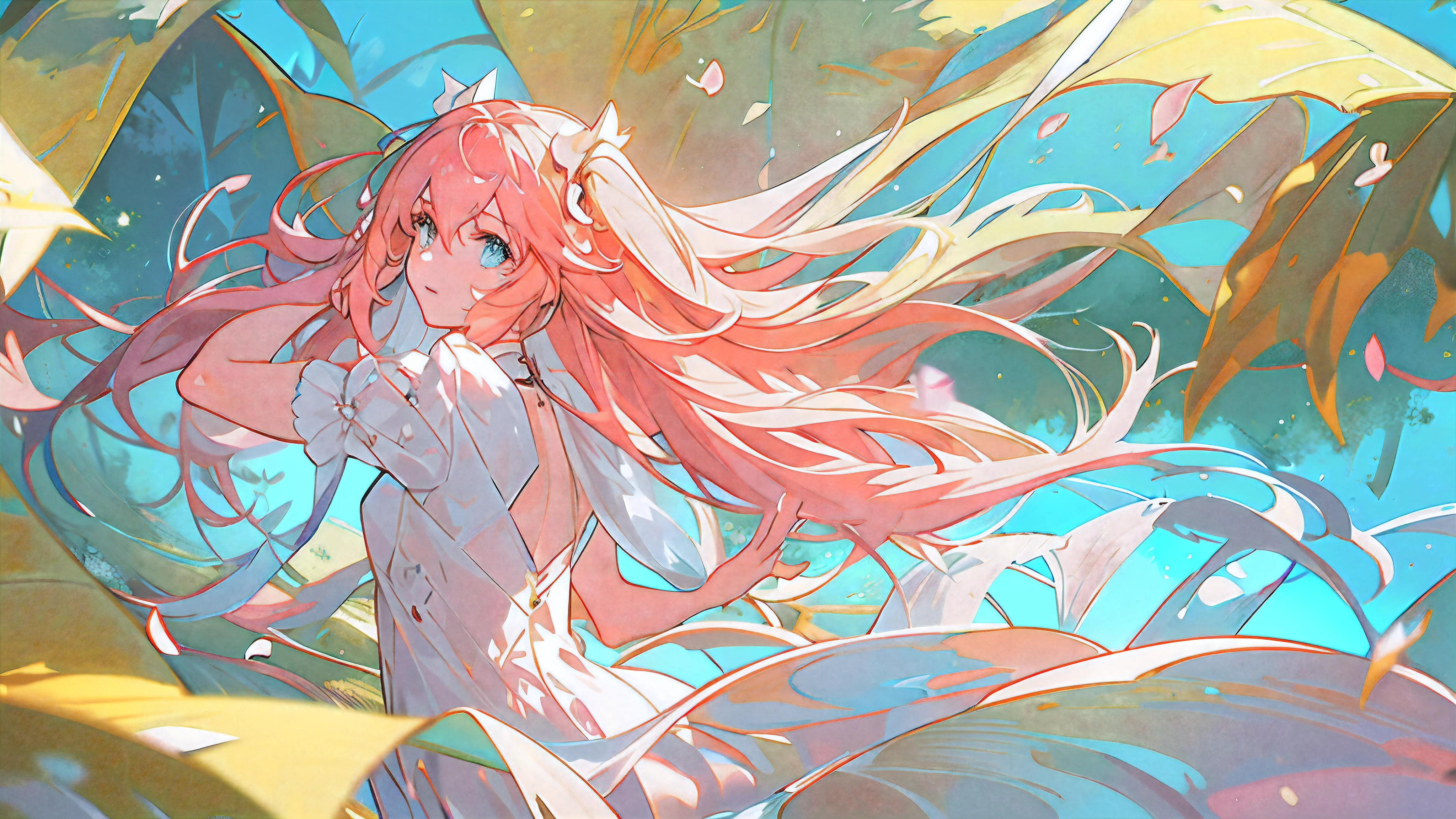 1girl in,Alone,Single,Solo,only one,One character,(((Personage as the main perspective))),(((characters in the middle))),((masutepiece)),((Best Quality)),(Ultra-detailed),(Illustration),Clear margins,Alphonse Mucha,the Extremely Detailed CG Unity 8K Wallpapers,((extremely delicate and beautiful)),(Dynamic Angle),Enchanted forest at night illuminated by glowing mushrooms,((Tindall Effect)),(Fluorescent mushroom forest background),1girl in,(arms behind back),(Beautiful detailed eyes),Cute pink eyes,Golden pupil,Detailed face,Upper body,White Dress,messy floating pink hair,disheveled hair,Focus,(beautiful water),River,Flying butterfly,Sunlight,shine,Chiaroscuro,Ray-Ban_tracing,(Painting),[[[[[[8k artistic photography]]]]]],
