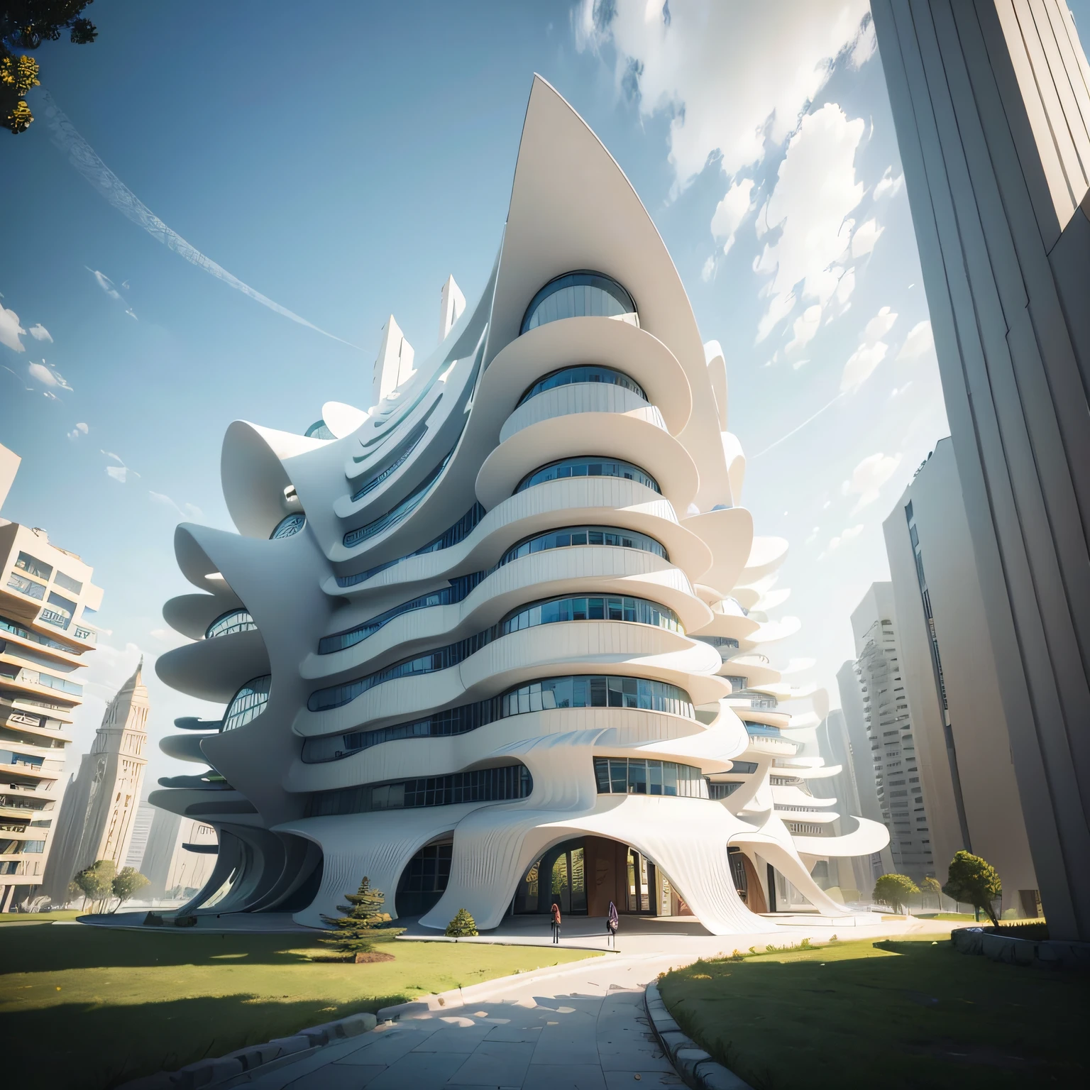 (Photorealistic:1.4), Best Quality, Masterpiece, extra high resolution, Unusual buildings made of living tissues and intertwined tree branches, Buildings combine building materials and living fabrics, Unusual futuristic buildings, Smooth curved lines, Intricate Patterns, Graceful weaves, Smoothing corners, white gypsum, white concrete, intertwined tree branches, intertwined blood vessels, (detailed design:1.2), (Detailed elements:1.2), (Detailed architectural structure:1.2), (Detailed background:1.2), 4k, (Flat terrain:1.3)