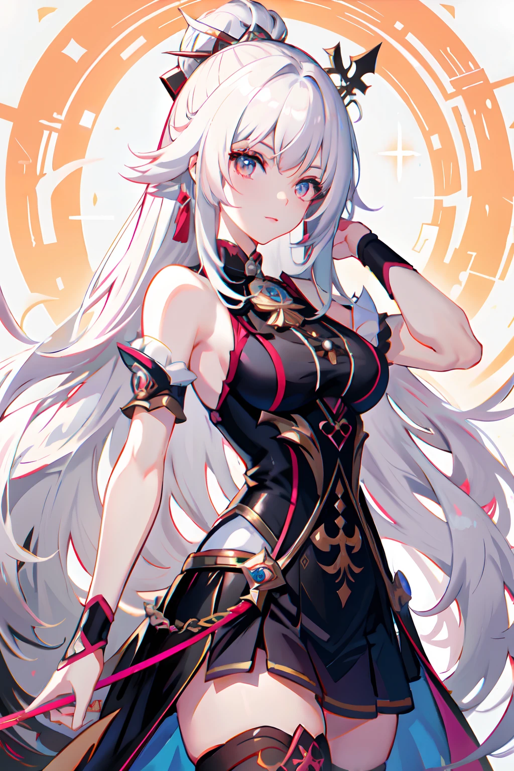 anime girl with long hair and a sword in her hand, keqing from genshin impact, portrait knights of zodiac girl, ayaka genshin impact, cushart krenz key art feminine, anime goddess, white haired deity, ayaka game genshin impact, extremely detailed artgerm, knights of zodiac girl, zhongli from genshin impact