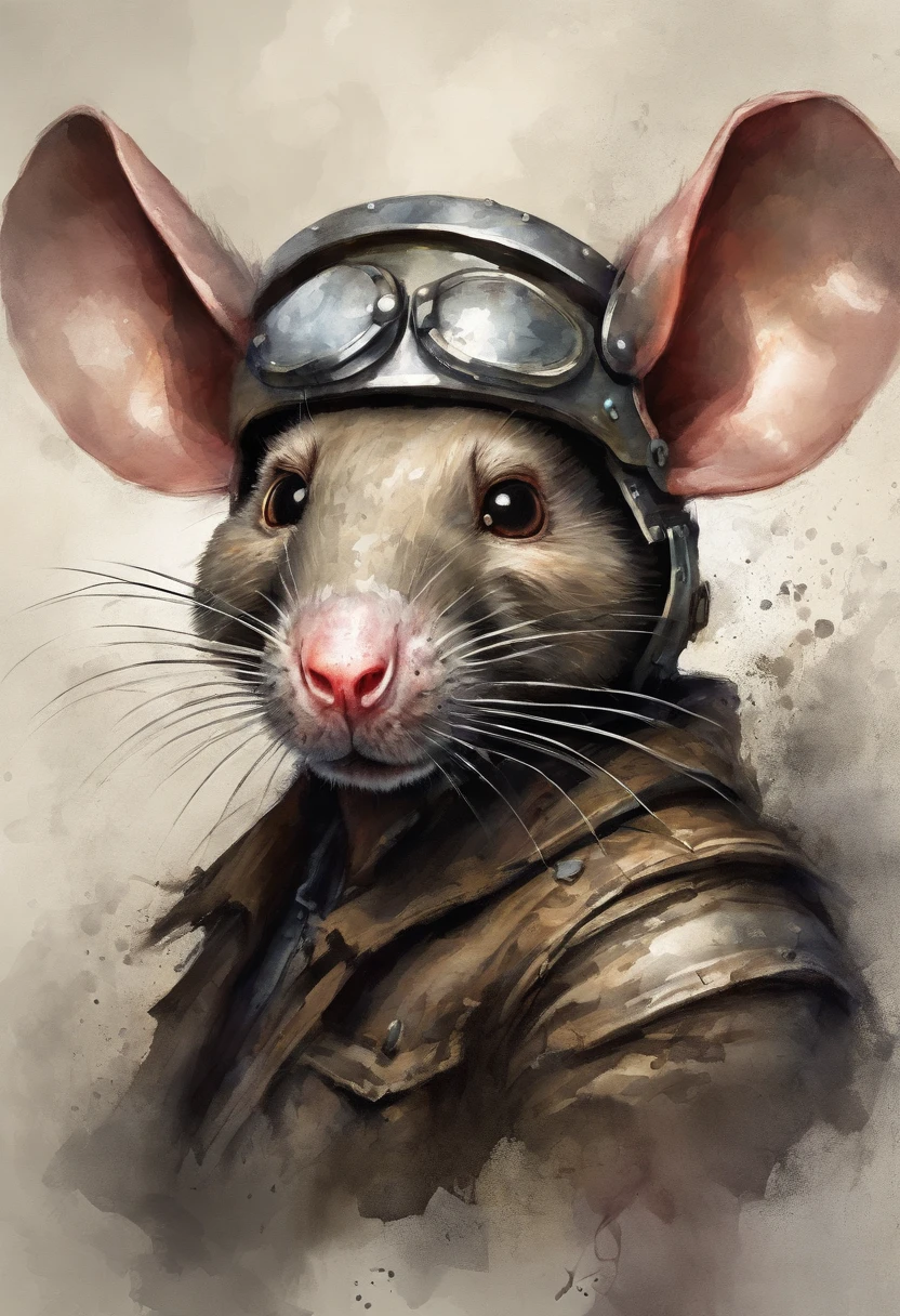 top-quality, Dramatic Lighting, menacing pose, fierce look, epic atmosphere, (((Helmet in the shape of a rat's head))), (((Full body shot))),Metal rat, cyborgs, Cyberpunk style, Clockwork, ((Intricate details)), nffsw, ((Intricate details, hyperdetails)), incandescent lamps, cinematic shot, Vignette, bokeh effect beckground, (rat), (Full body shot).