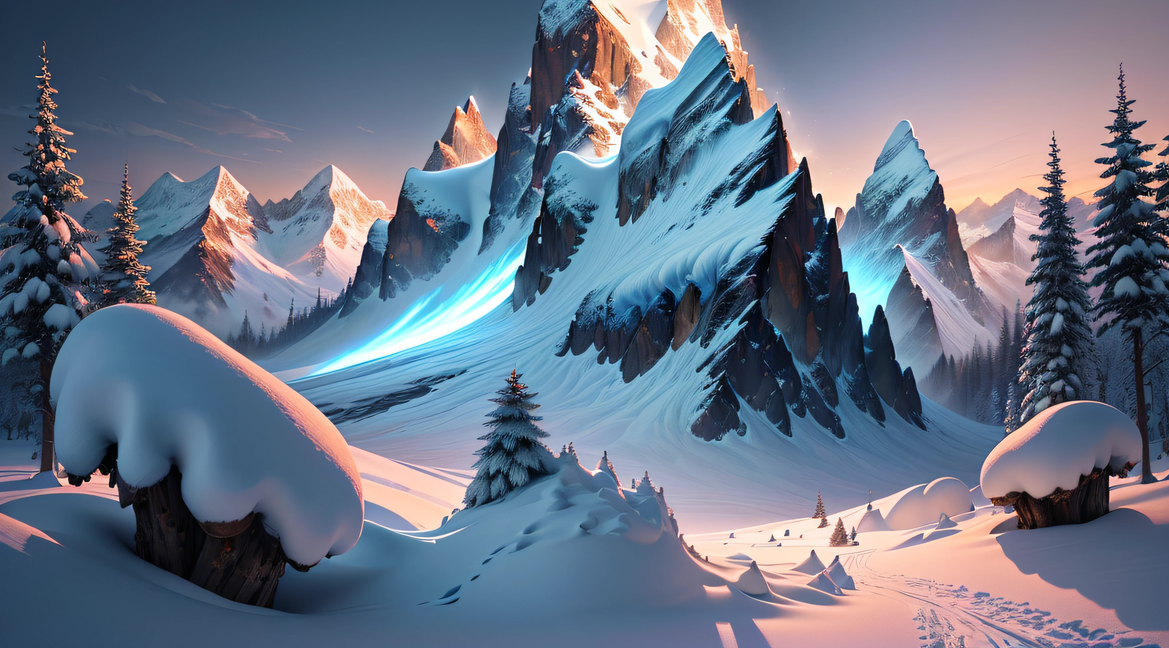Masterpiece, best quality, (extremely detailed CG unified 8k wallpaper), (best quality), (best illustration), (best shadow), snow mountains, wilderness, snowflakes dancing,absurdity, realistic lighting, (abyss), beautiful detail lighting, Peter Mohr Bacher's art,(animated cartoon style:1.2)