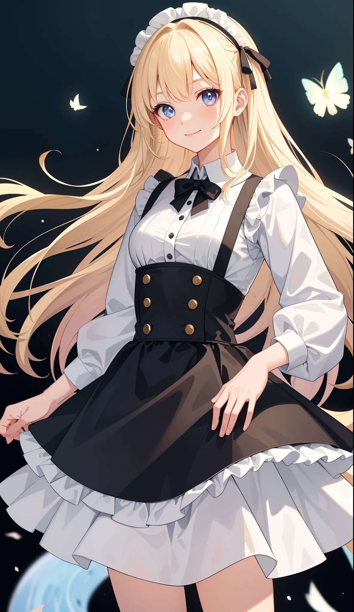 young girl, longue blonde hair, white eyes, Smile, translucent blouse, Upskirt, ssmile, Masterpiece, hiquality, 4k, HD, Good detail