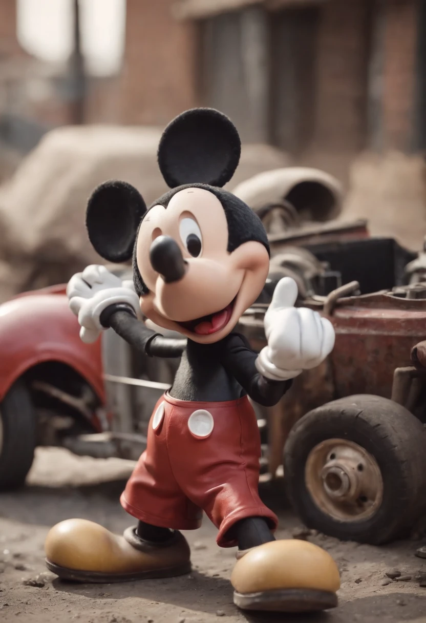 Masterpiece Mickey Mouse as a mechanic repairing cars, perfect bodies, perfect head,  hdd