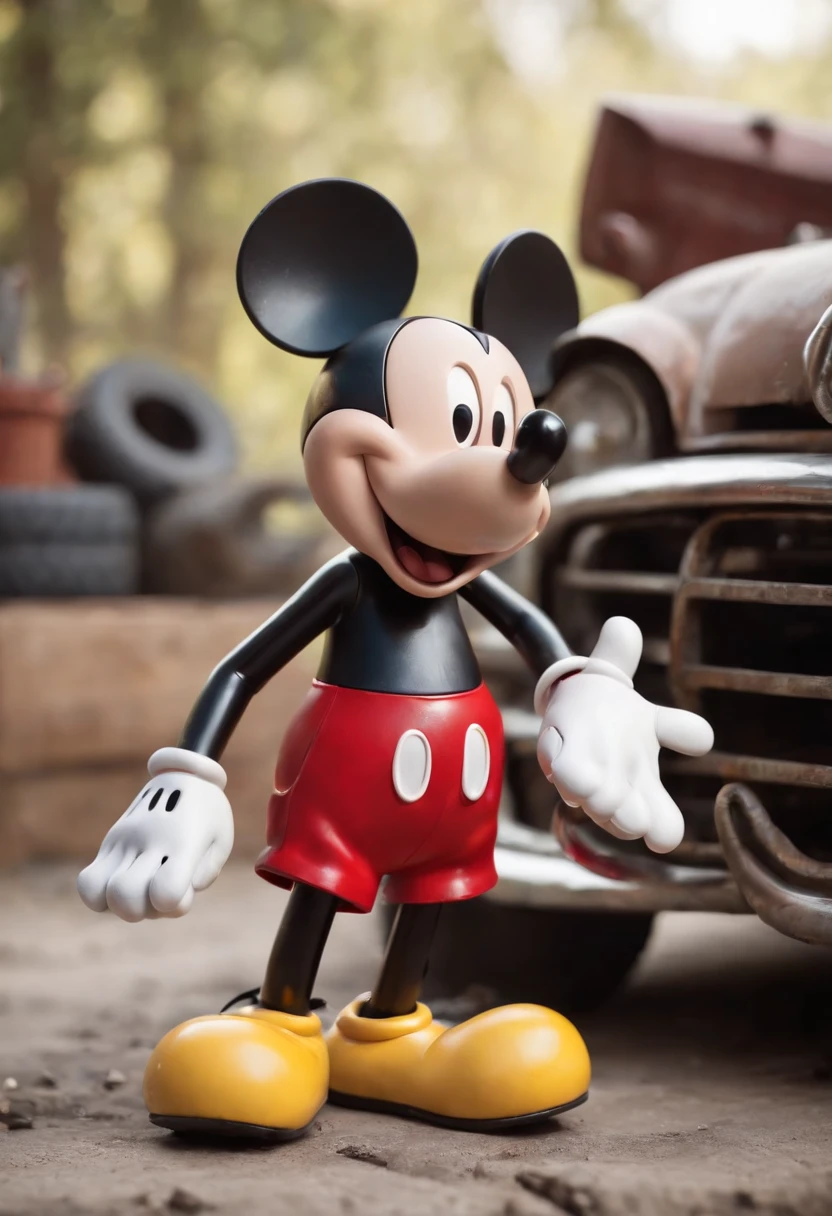 Masterpiece Mickey Mouse as a mechanic repairing cars, perfect bodies, perfect head, hdd