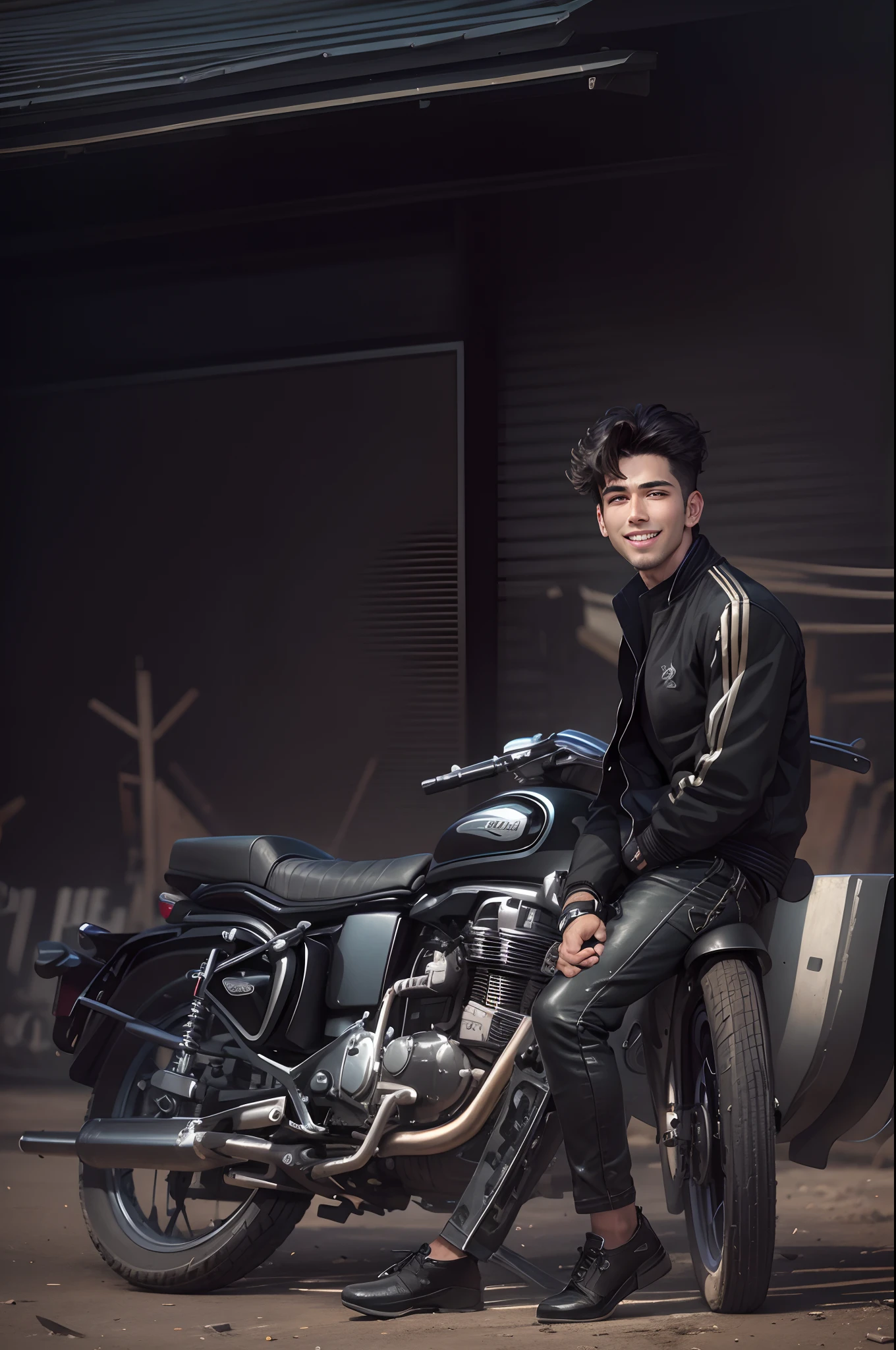 Background change, 8k, ultra realistic, handsome face, handsome boy, bullet, realistic background, Black jacket, smile,