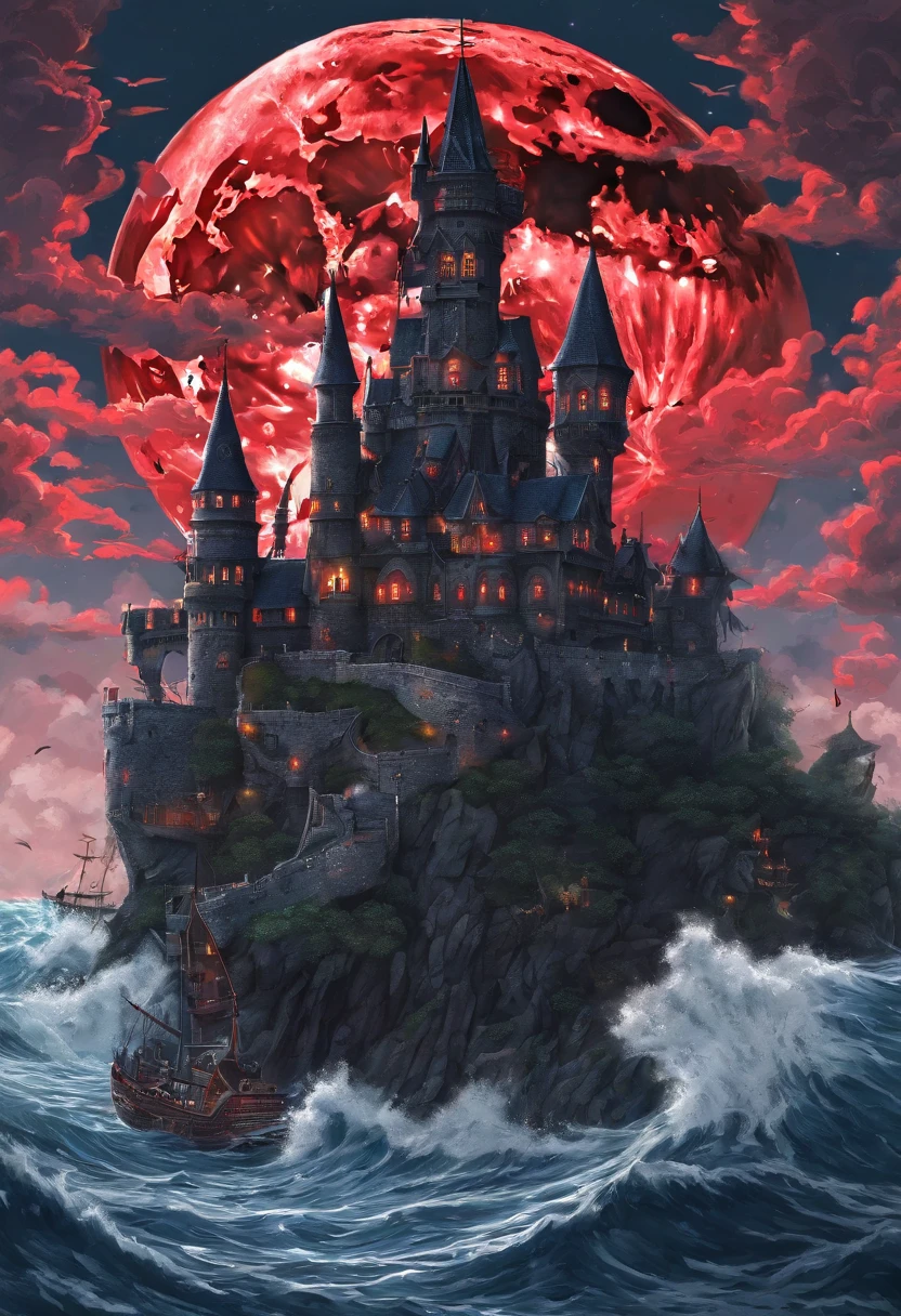Castlevania Castle,Huge Blood Moon,Bat set